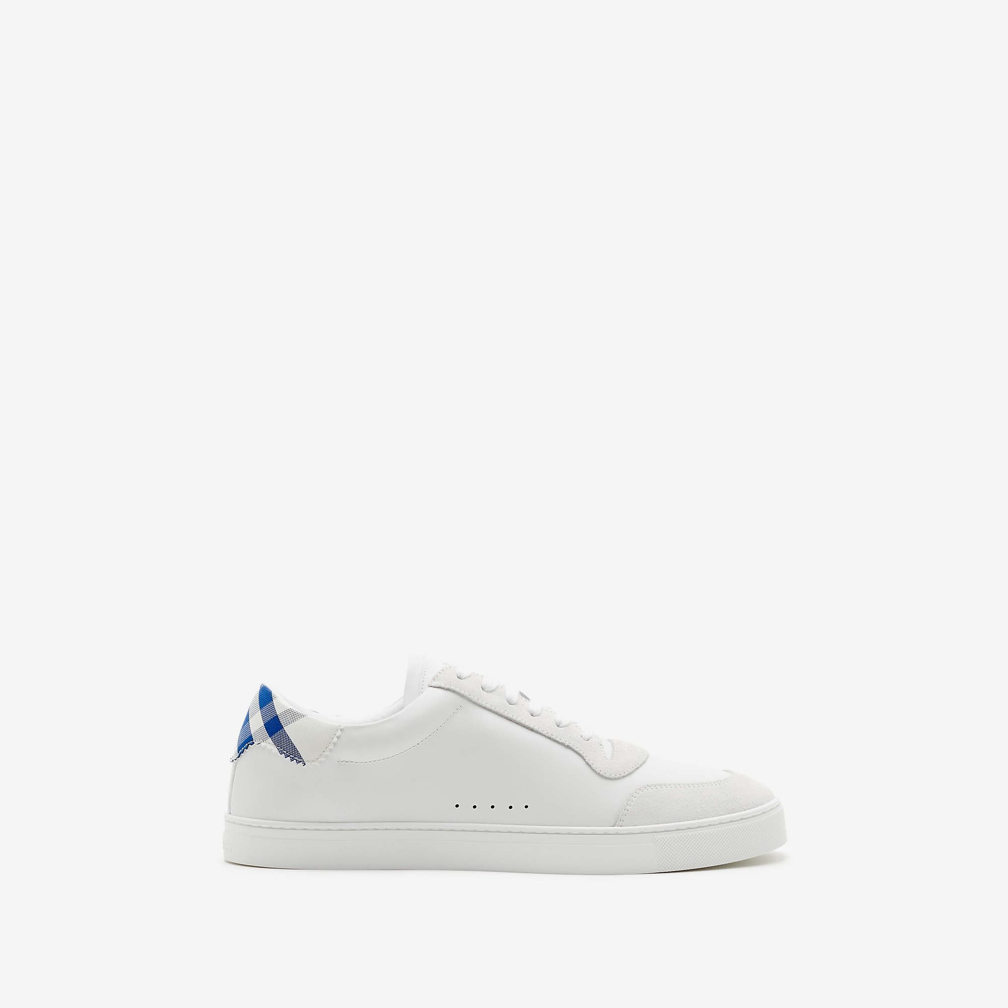 Leather and Check Cotton Sneakers - 1