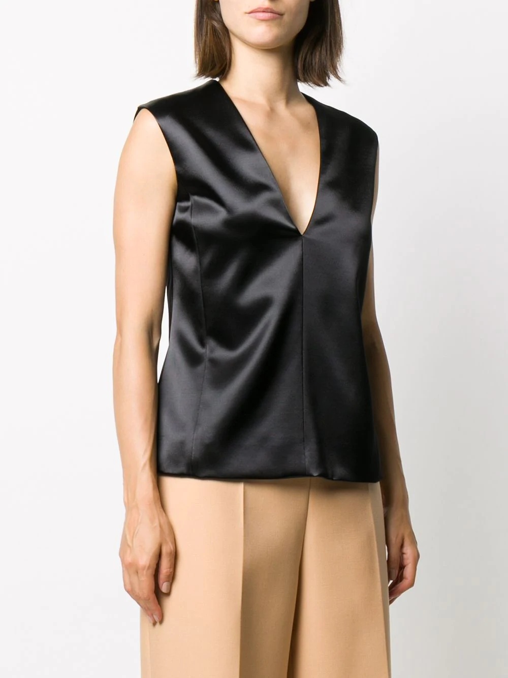 v-neck silk-blend vest - 3