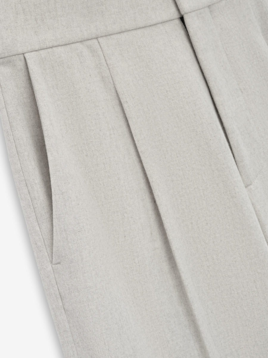 Wool Flannel Wide Leg Trousers - 3