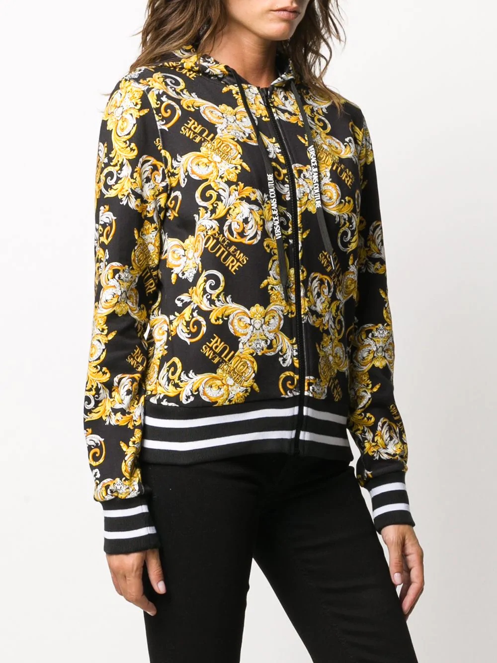 Logo Baroque-print cotton hoodie - 3