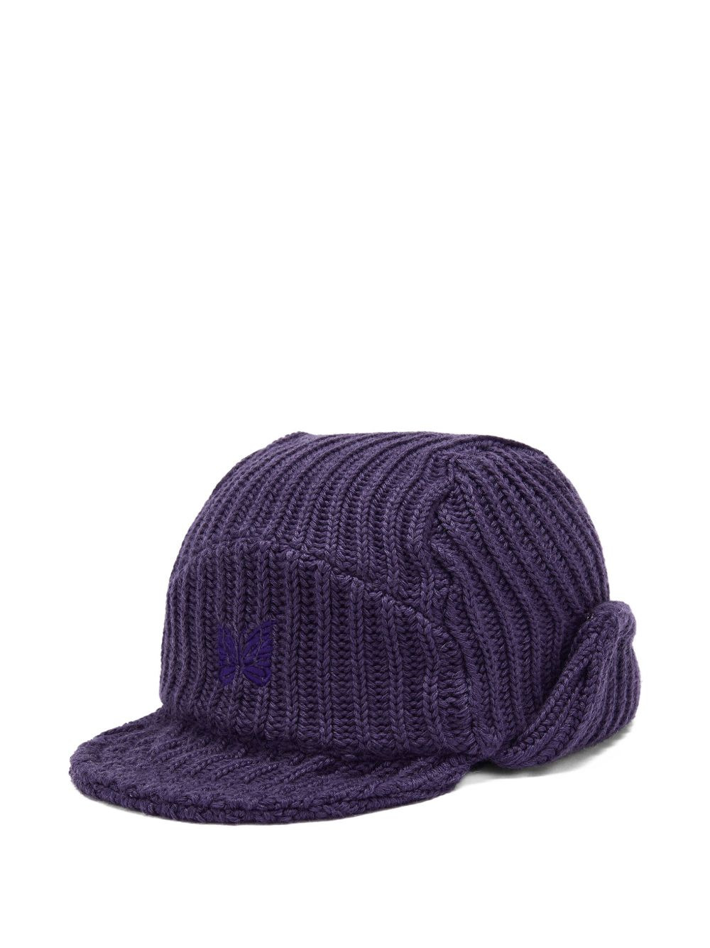 ribbed-knit butterfly-motif hat - 2