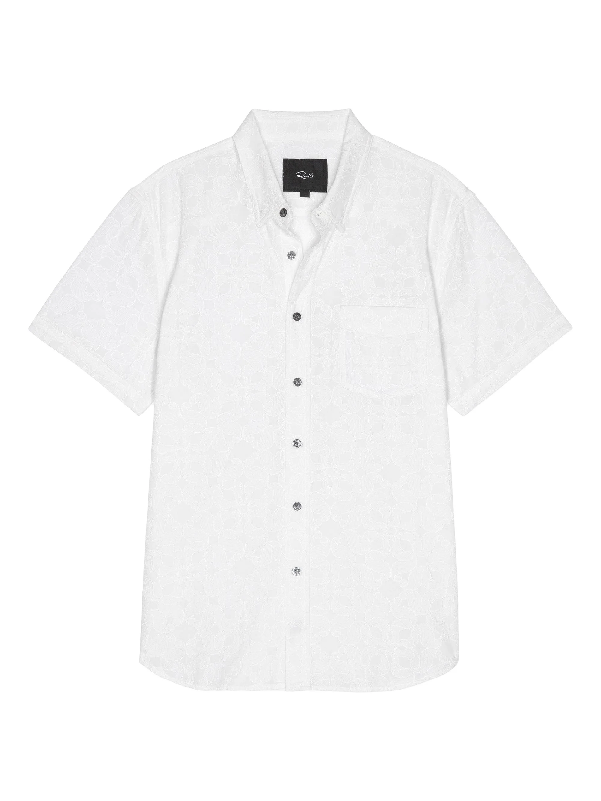 Men's Hale Embroidered Cotton Shirt - Whirling Daisy White - 1