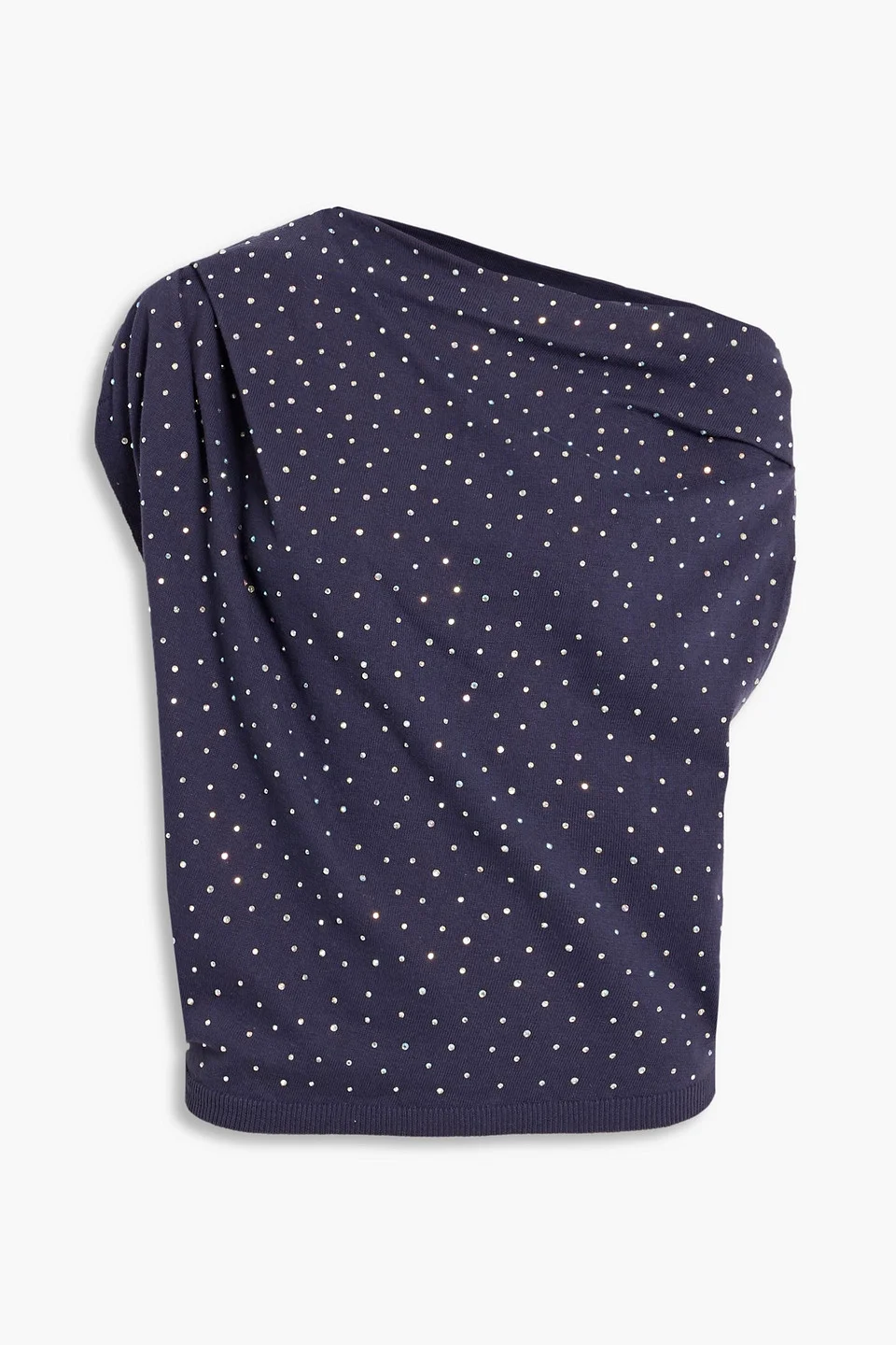 Draped crystal-embellished cotton top - 1