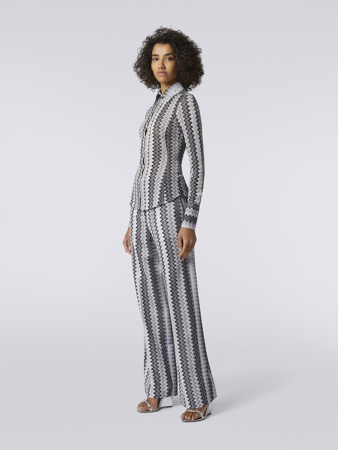 Straight zigzag viscose trousers with lurex - 3