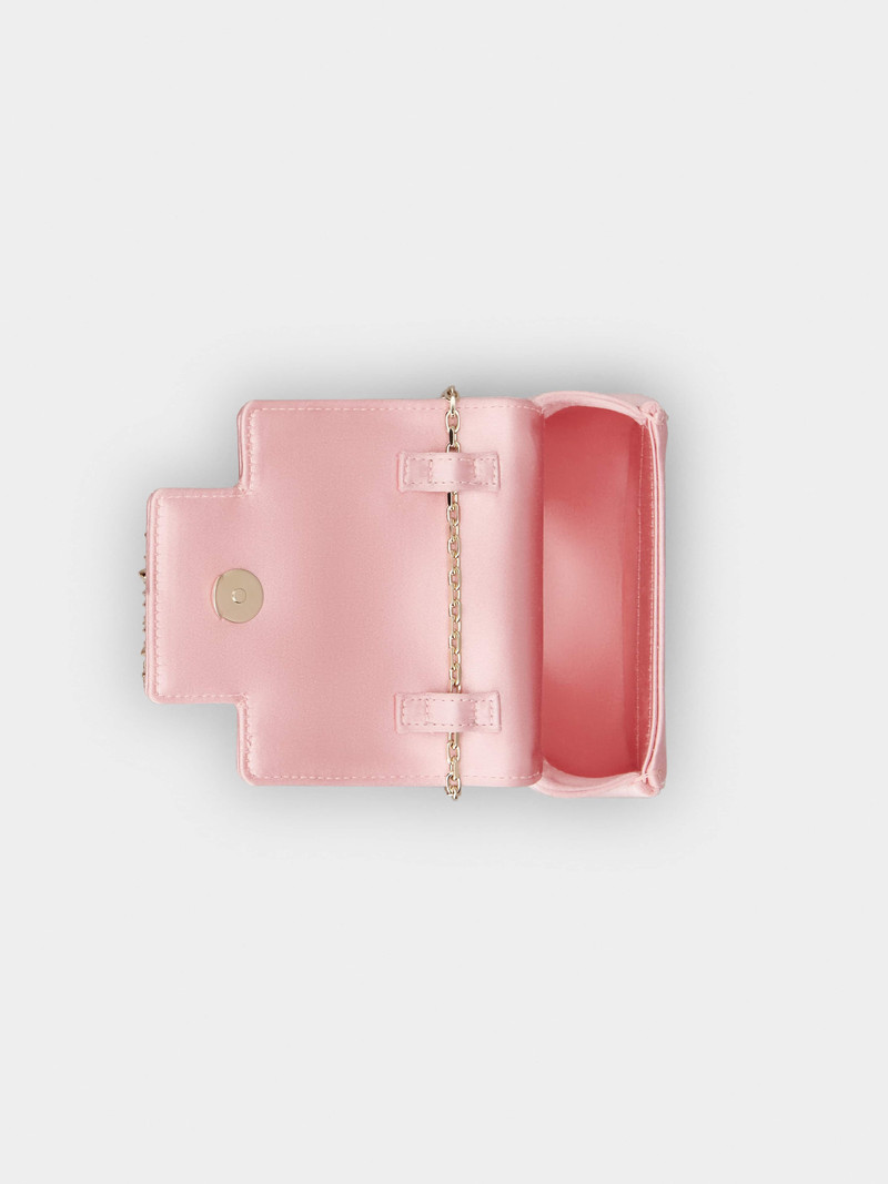 Clutch Love Strass Buckle Micro Clutch Bag in Satin 5