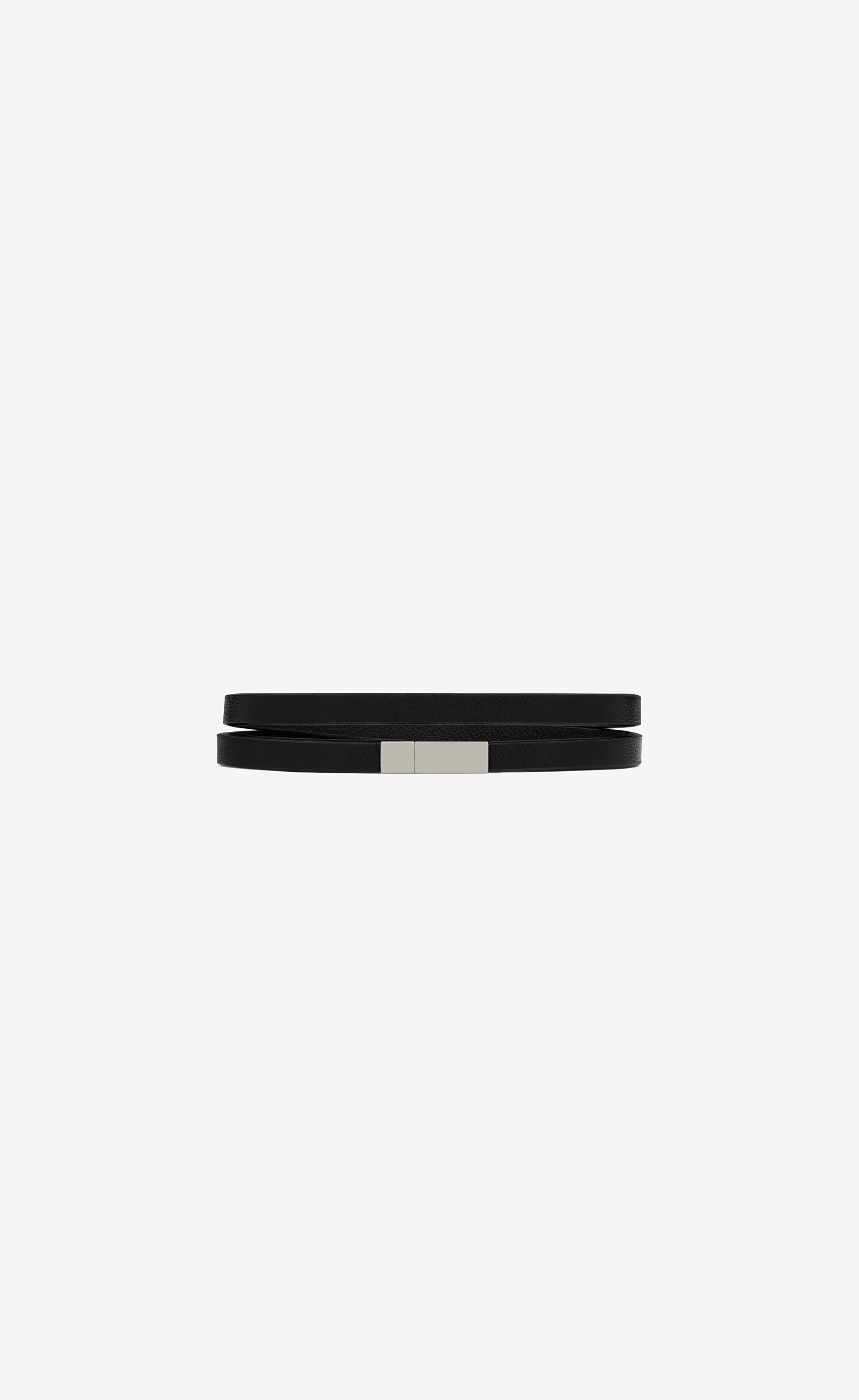double-wrap id bracelet in leather and metal - 4