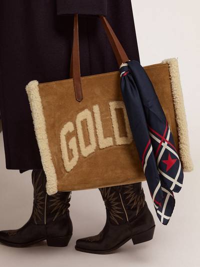 Golden Goose East-West California Bag in suede leather with shearling outlook