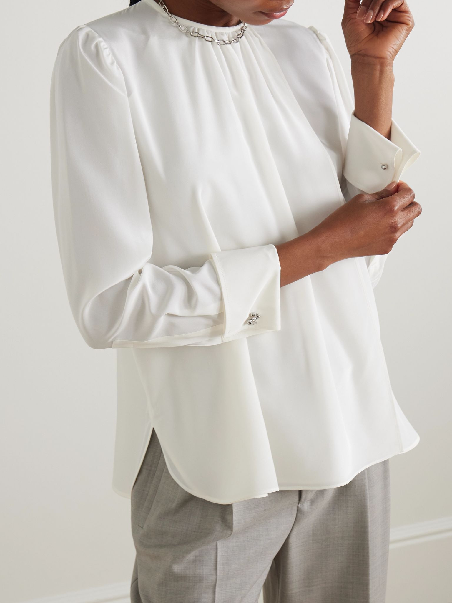 Carol gathered silk blouse White - 3