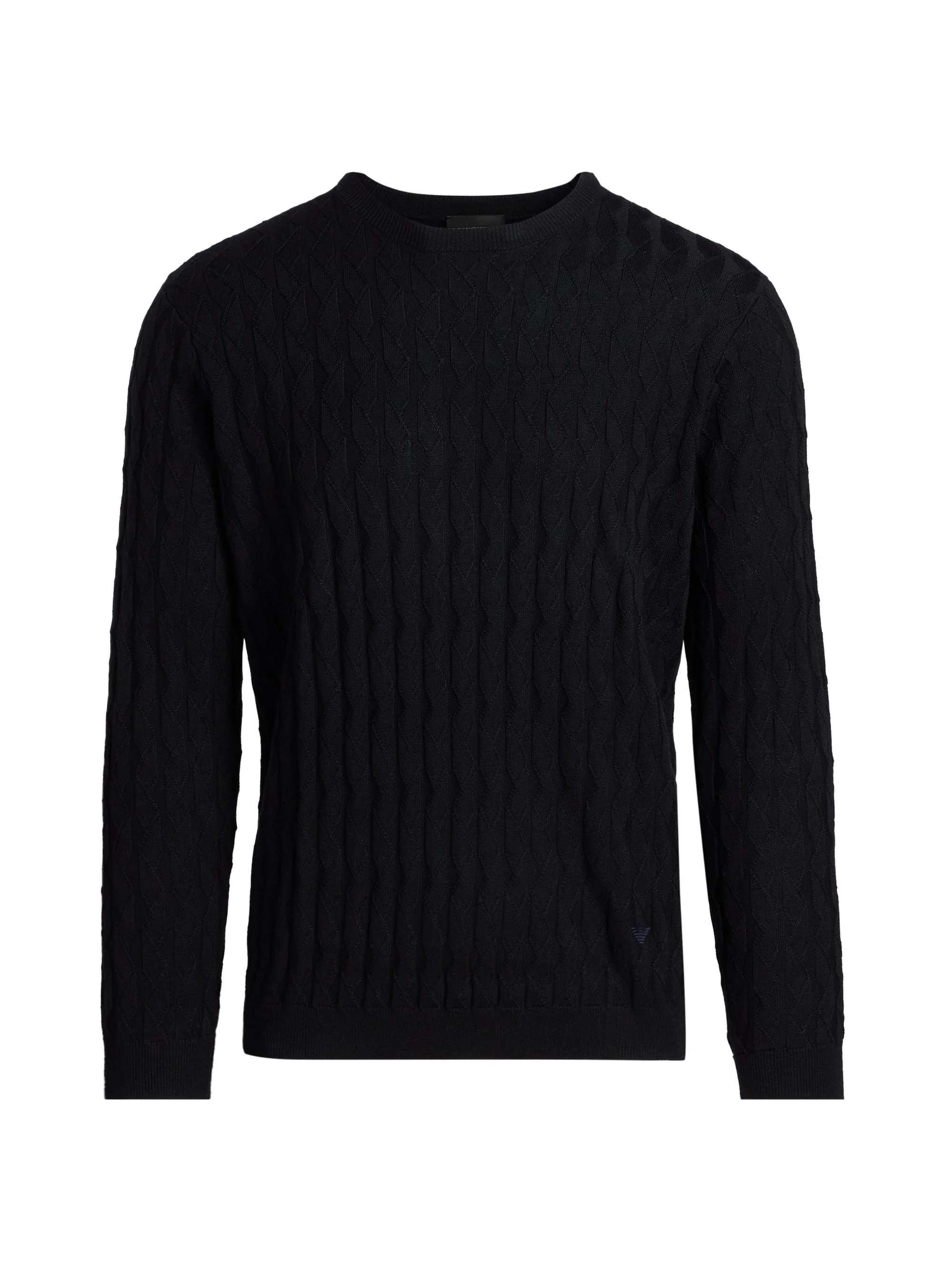 Men's Textured Zig Zag Crewneck Sweater - Navy - 1