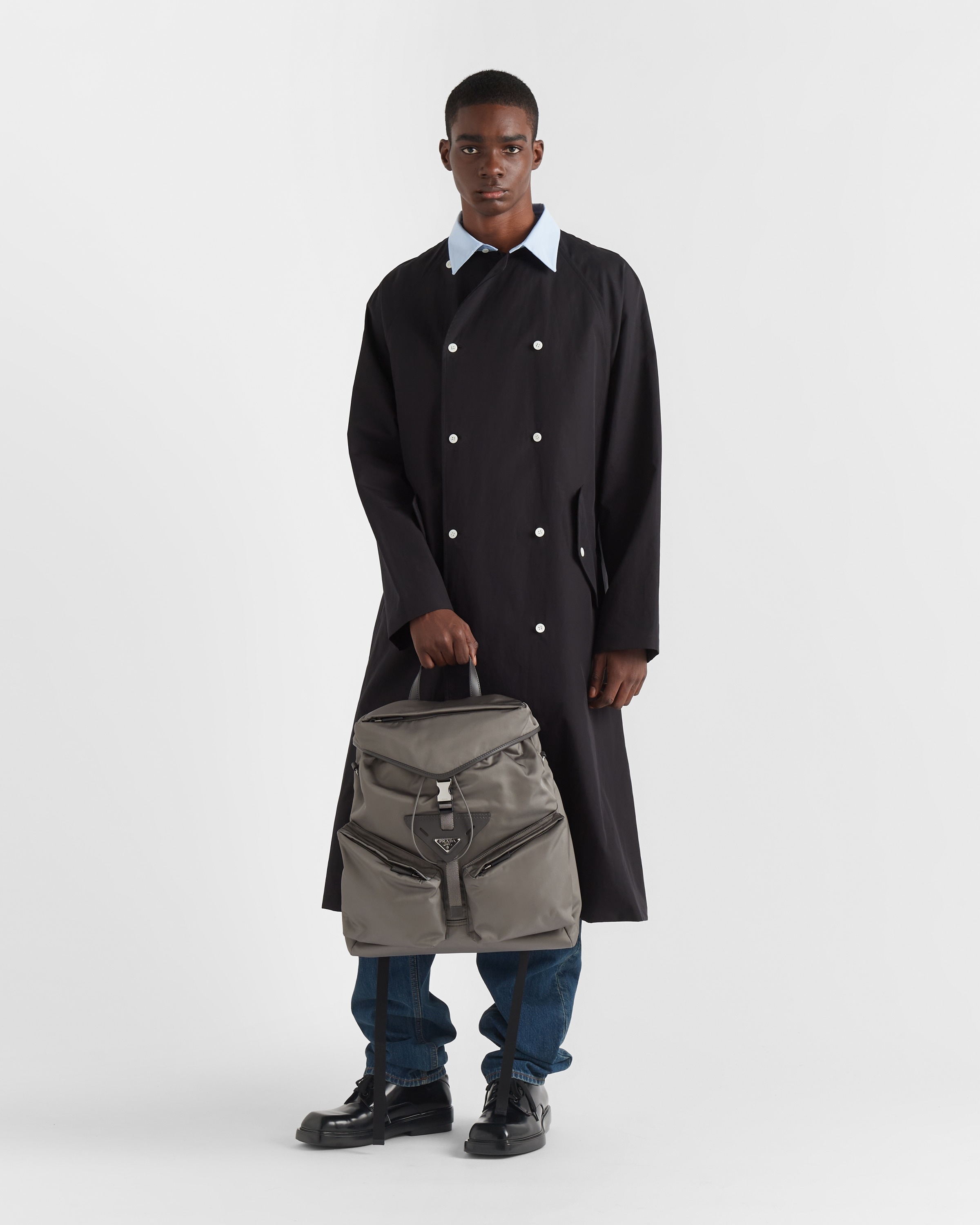 Re-Nylon and leather backpack - 7
