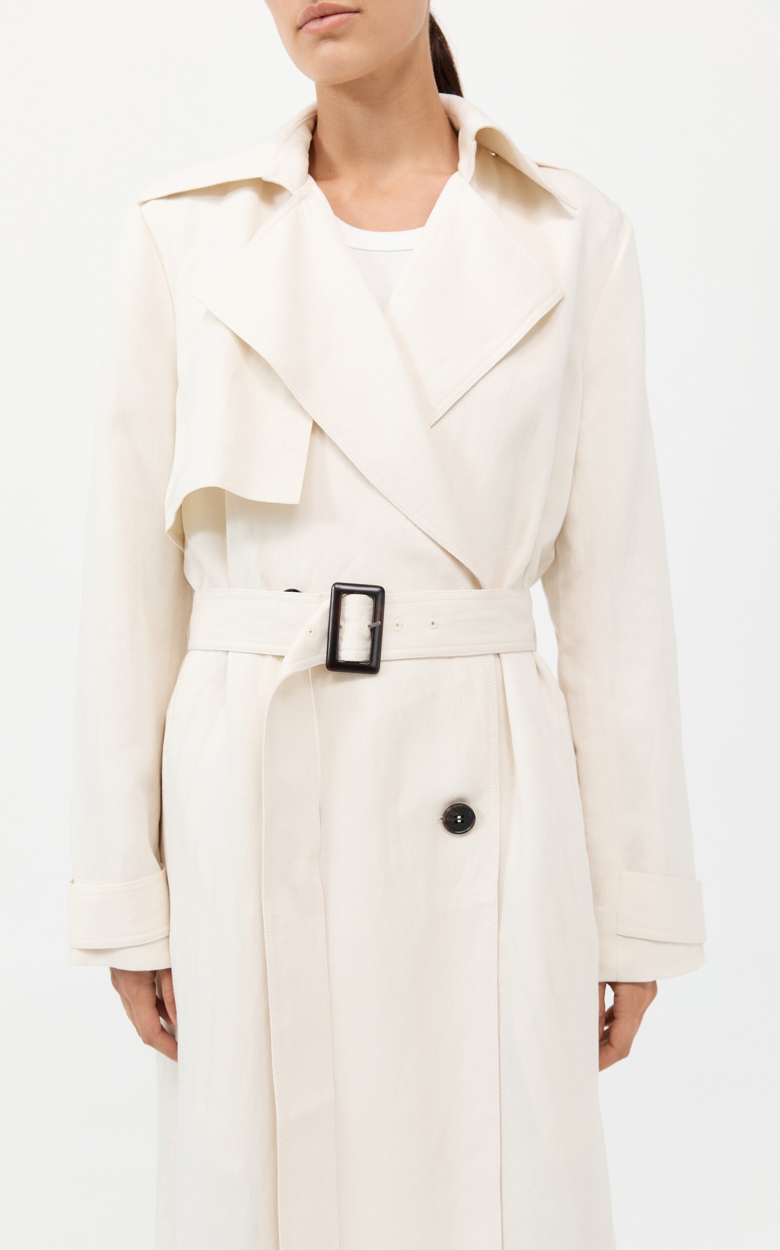 Relaxed Tencel-Linen Trench Coat off-white - 7