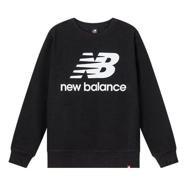 New Balance Essentials Stacked Logo Crew Sweatshirt 'Black' AMT03560-BK - 1