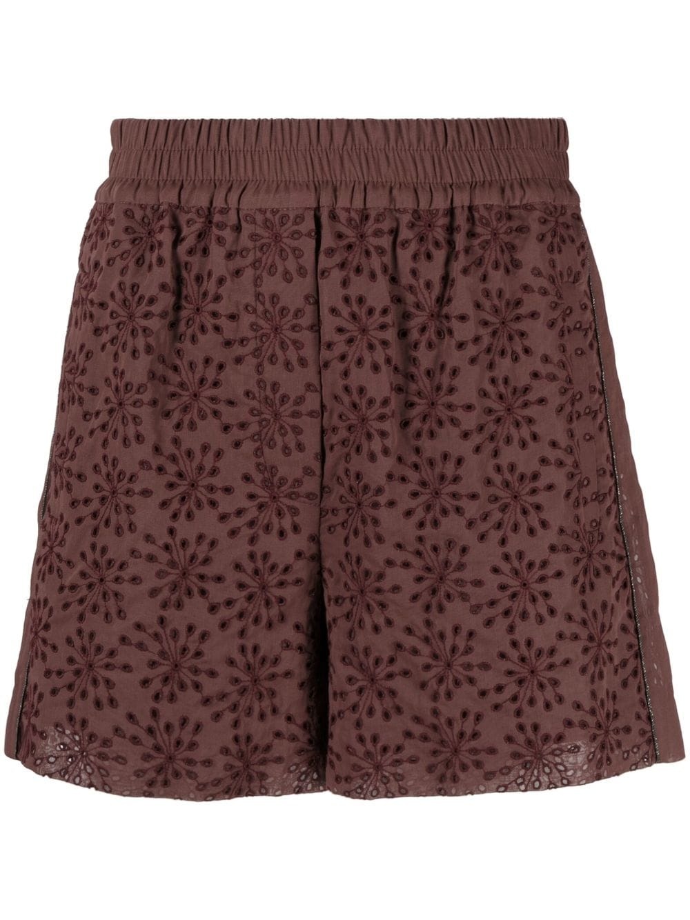 floral-embroidered cotton shorts - 1