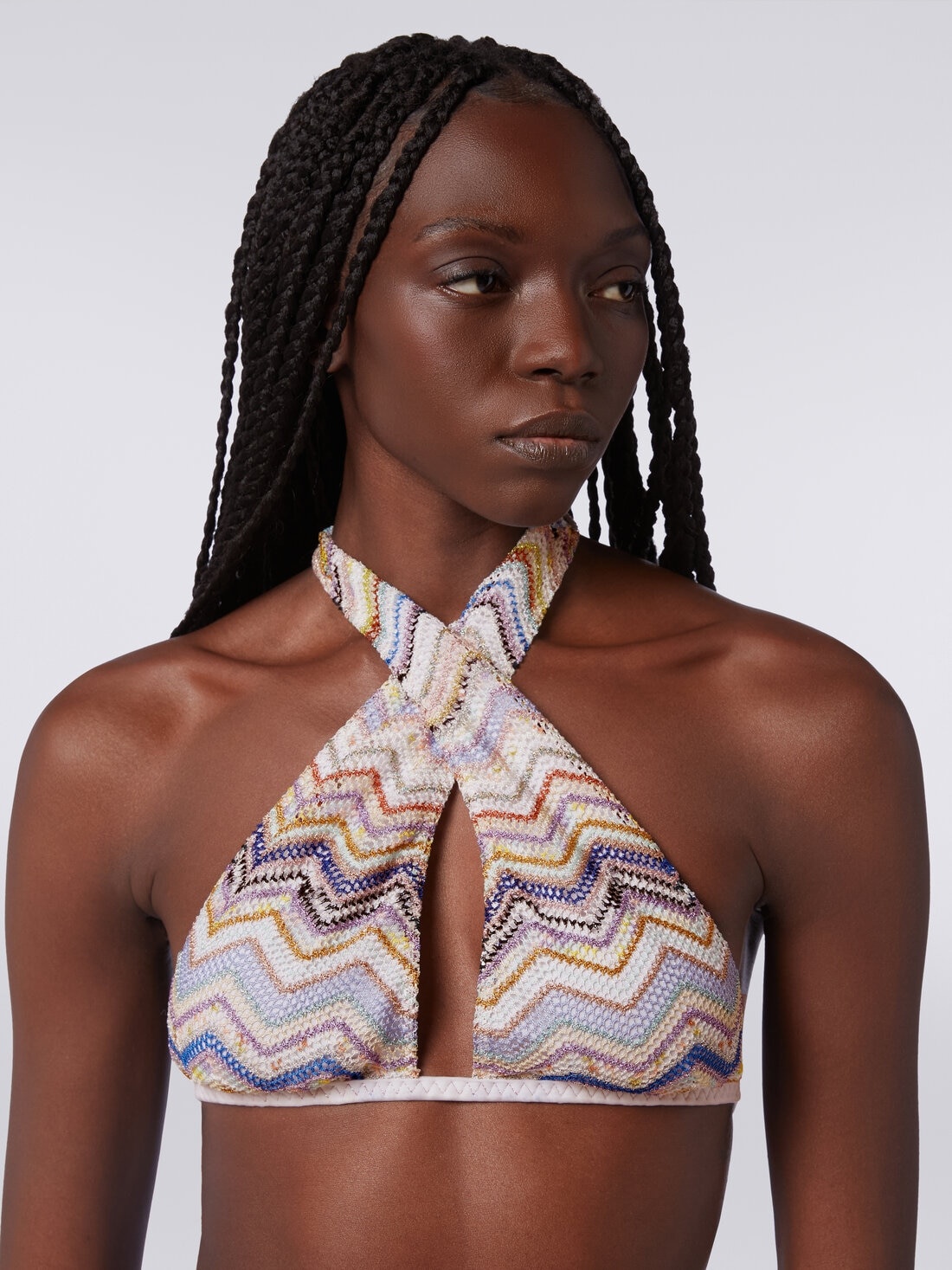 Bikini in crochet with lurex and high-waisted briefs - 5