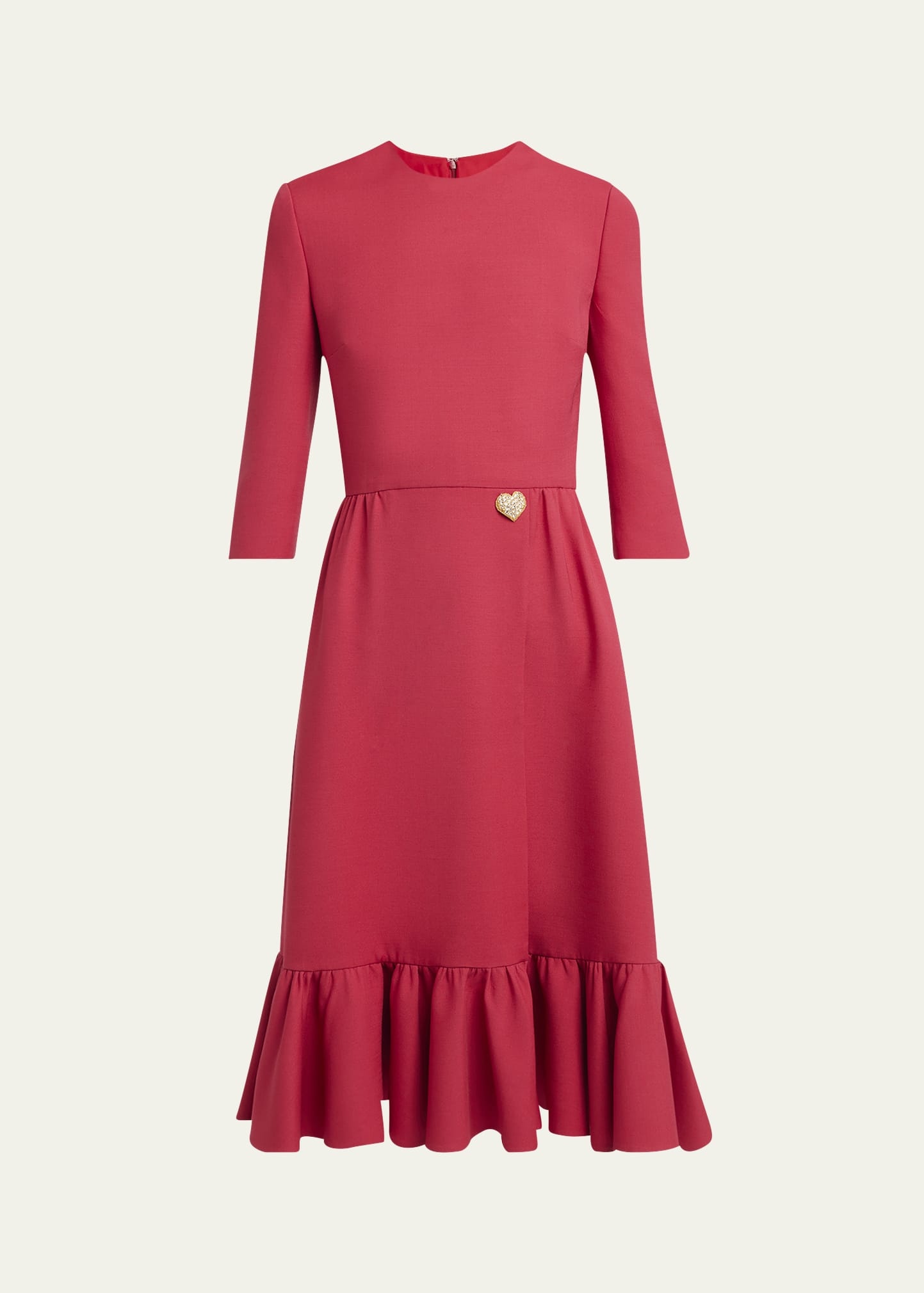 Strass Heart Flounce Crepe Couture Dress - 1