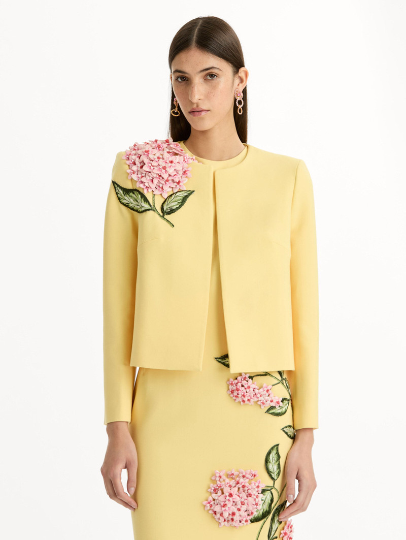 Oscar de la Renta PORCELAIN FLOWER EMBROIDERED JACKET outlook