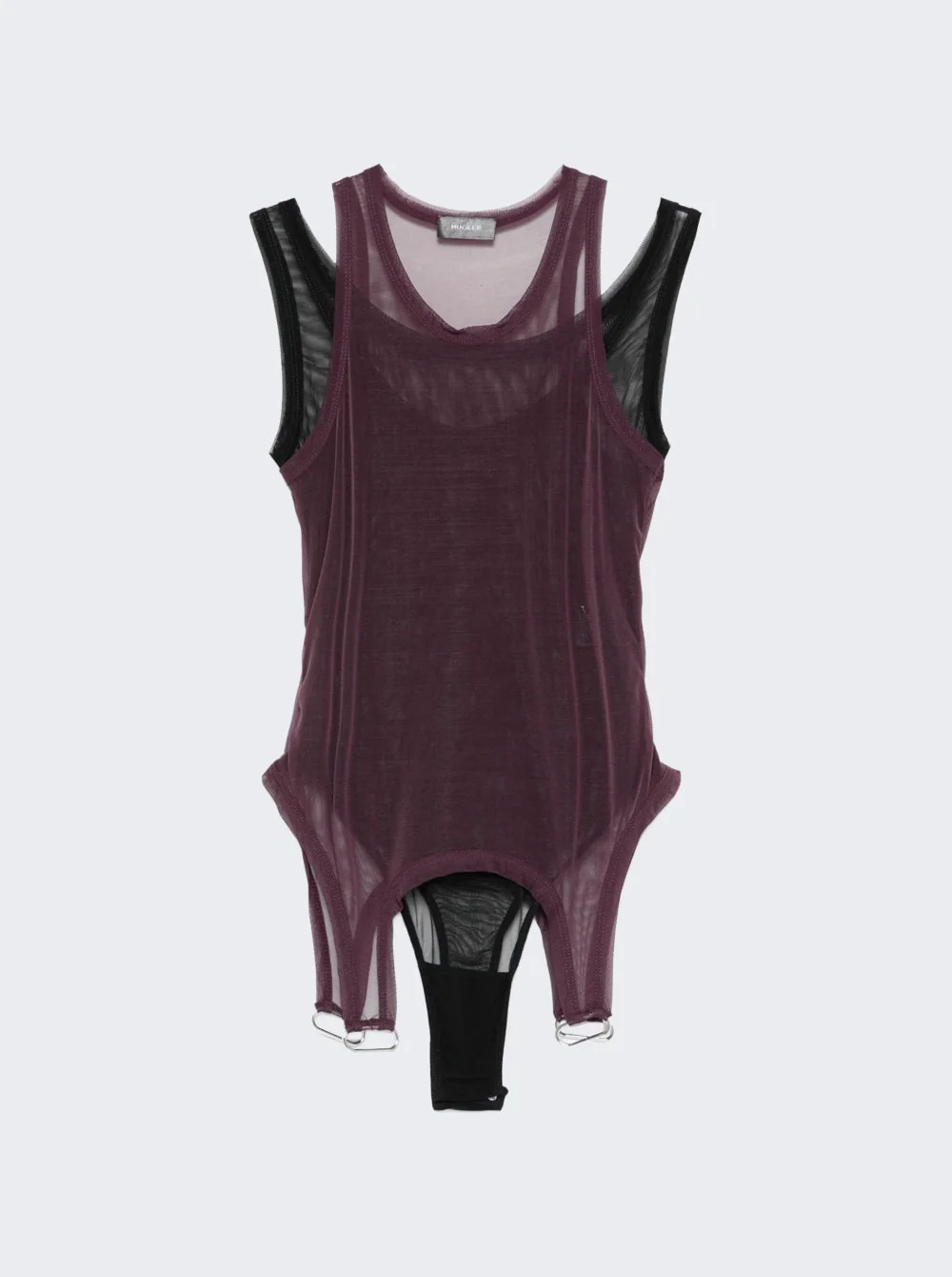 Layered Top In Mesh Plum And Black - 1