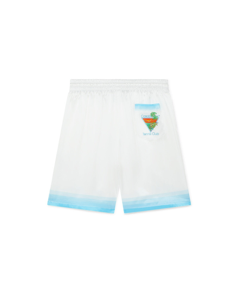CASABLANCA Palm Springs Icon Blue Silk Shorts outlook