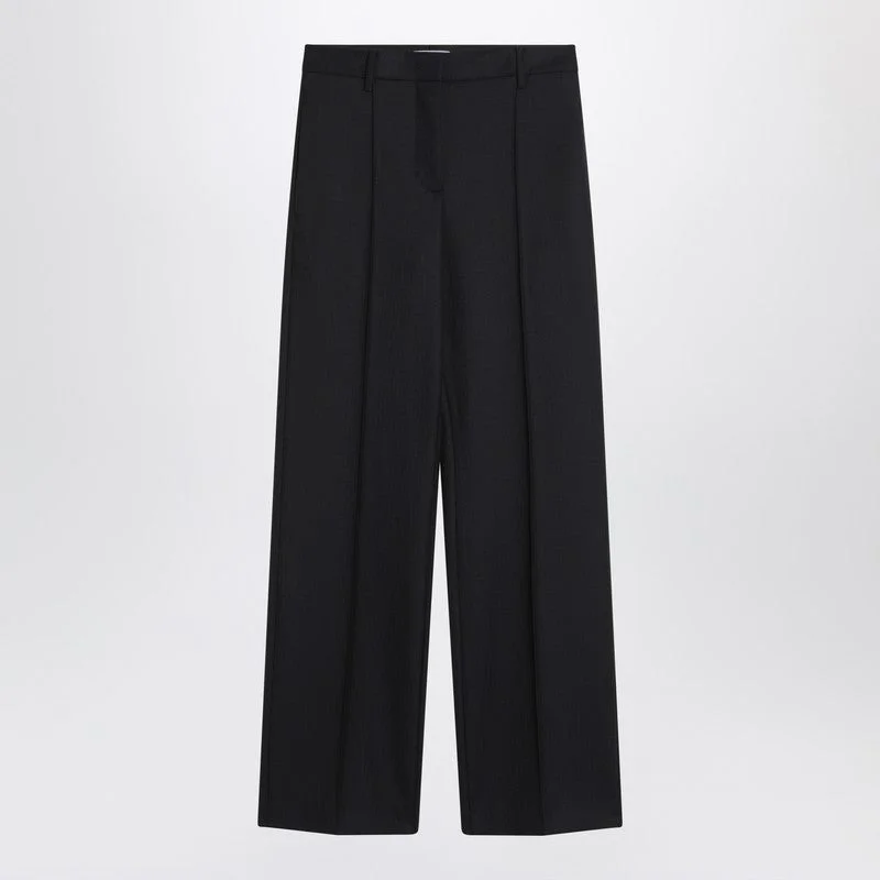Prada Blue Wool Wide Trousers Women - 1