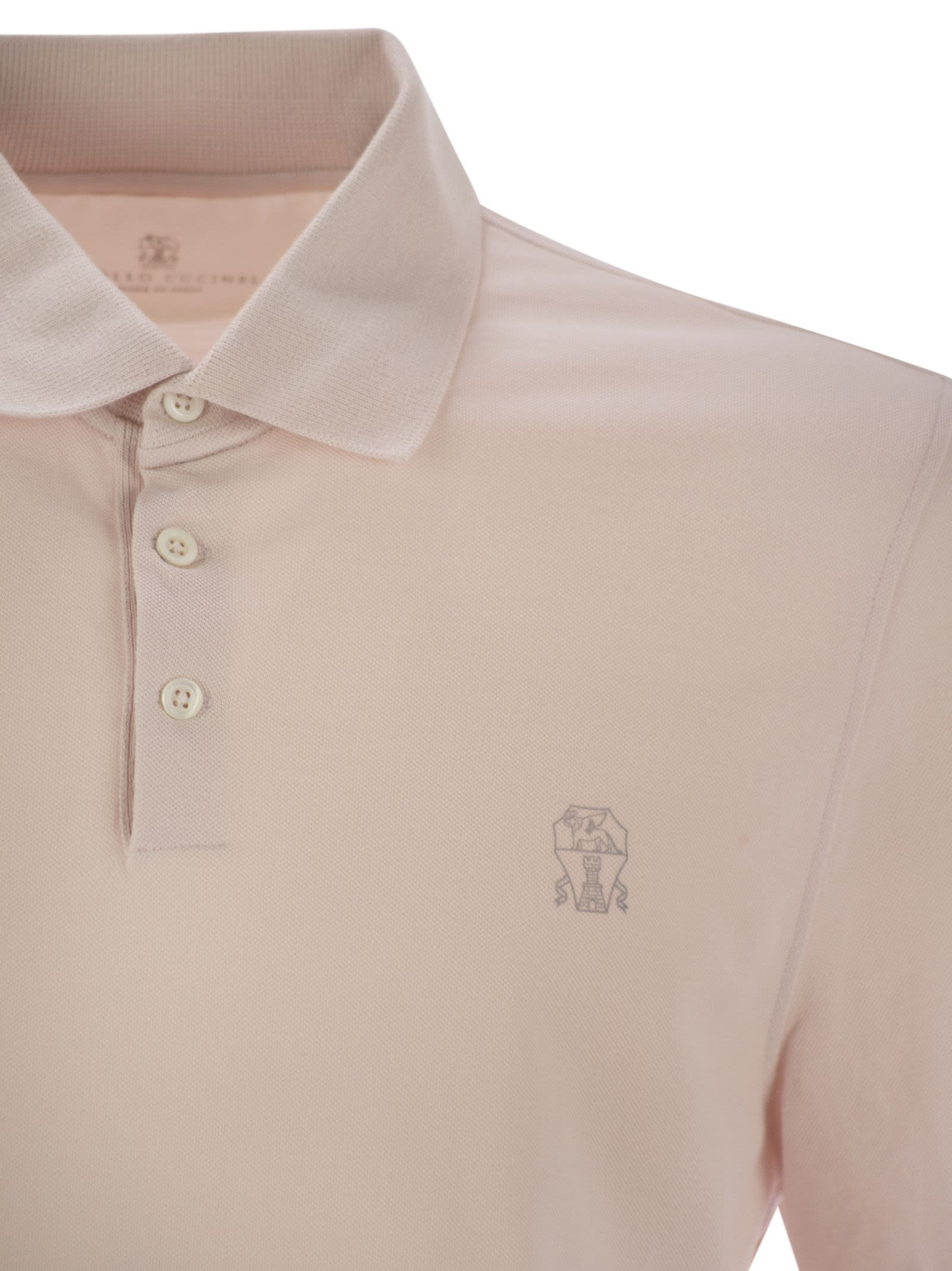 Brunello Cucinelli Men Cotton Polo Shirt With Printed Logo - 4