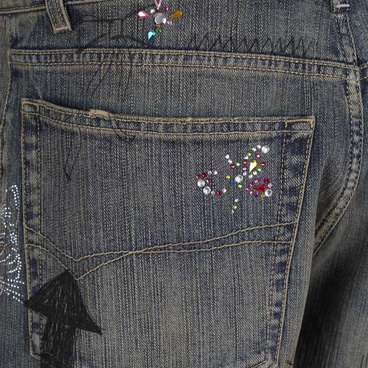 Balenciaga Doodle-Print Straight Denim Pants 'Blue' 746986TOW664036 - 3