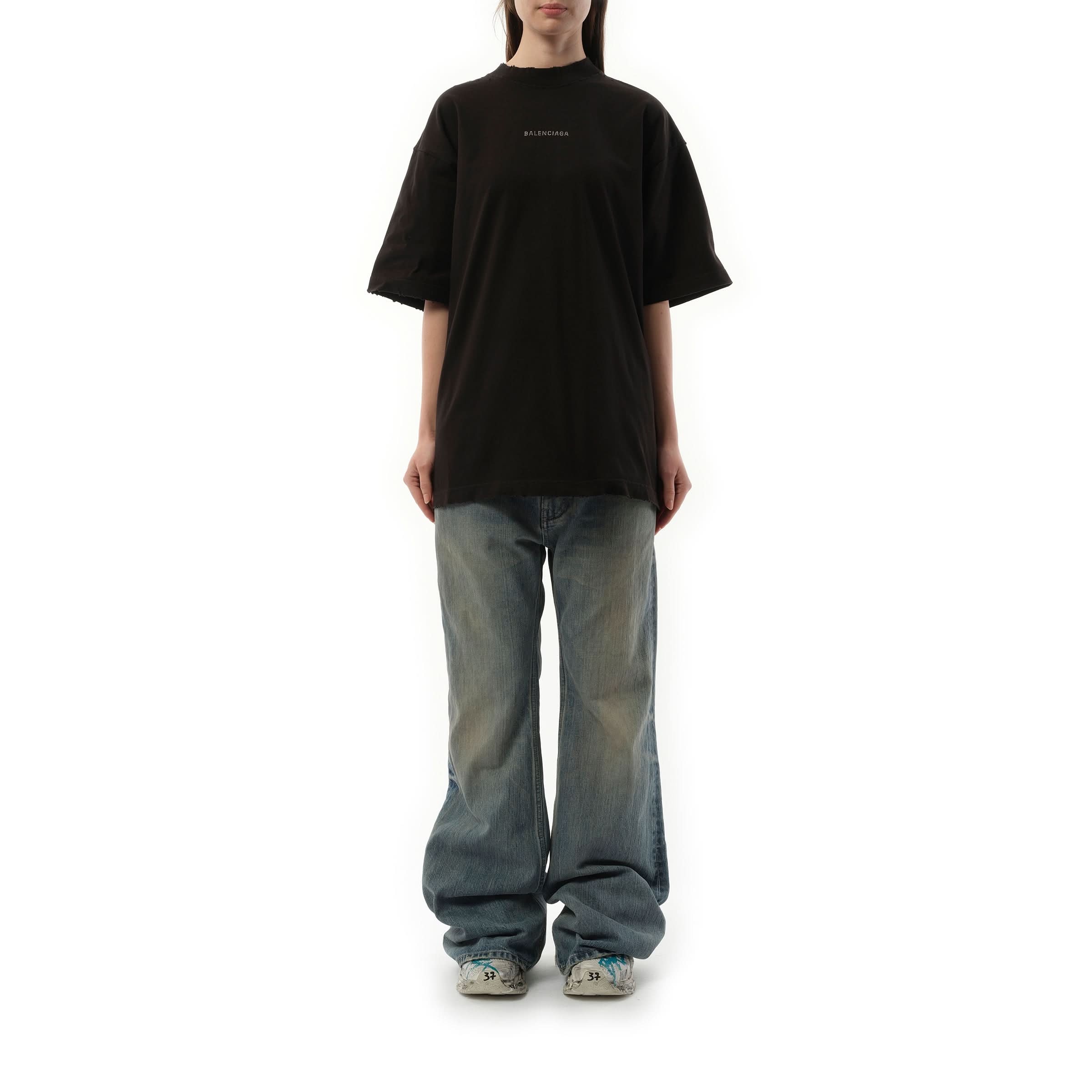 Back Strass Medium Fit T-Shirt in Faded Black - 4
