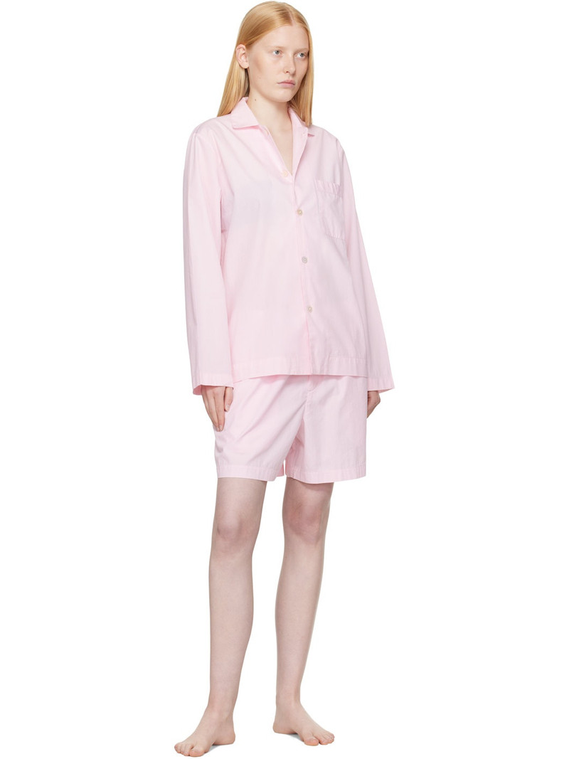 TEKLA Pink Poplin Pyjama Shorts outlook