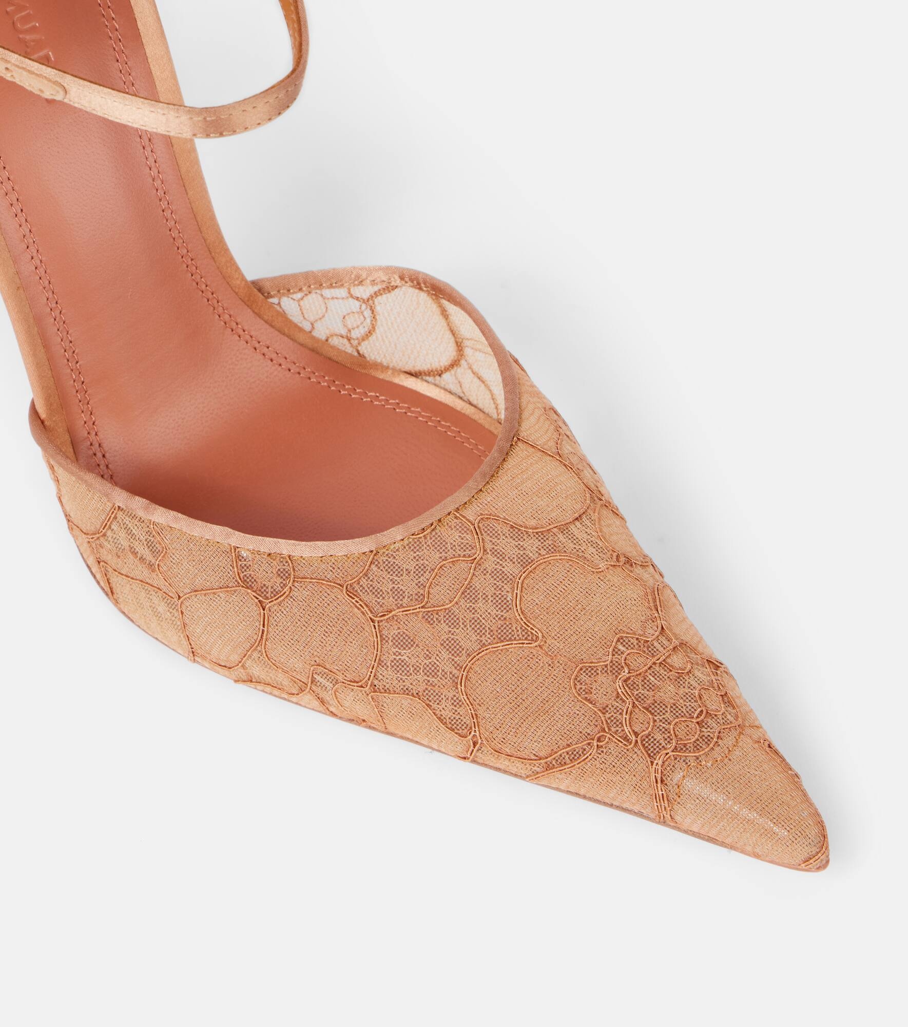 Barbara 105 satin-trimmed lace pumps - 5