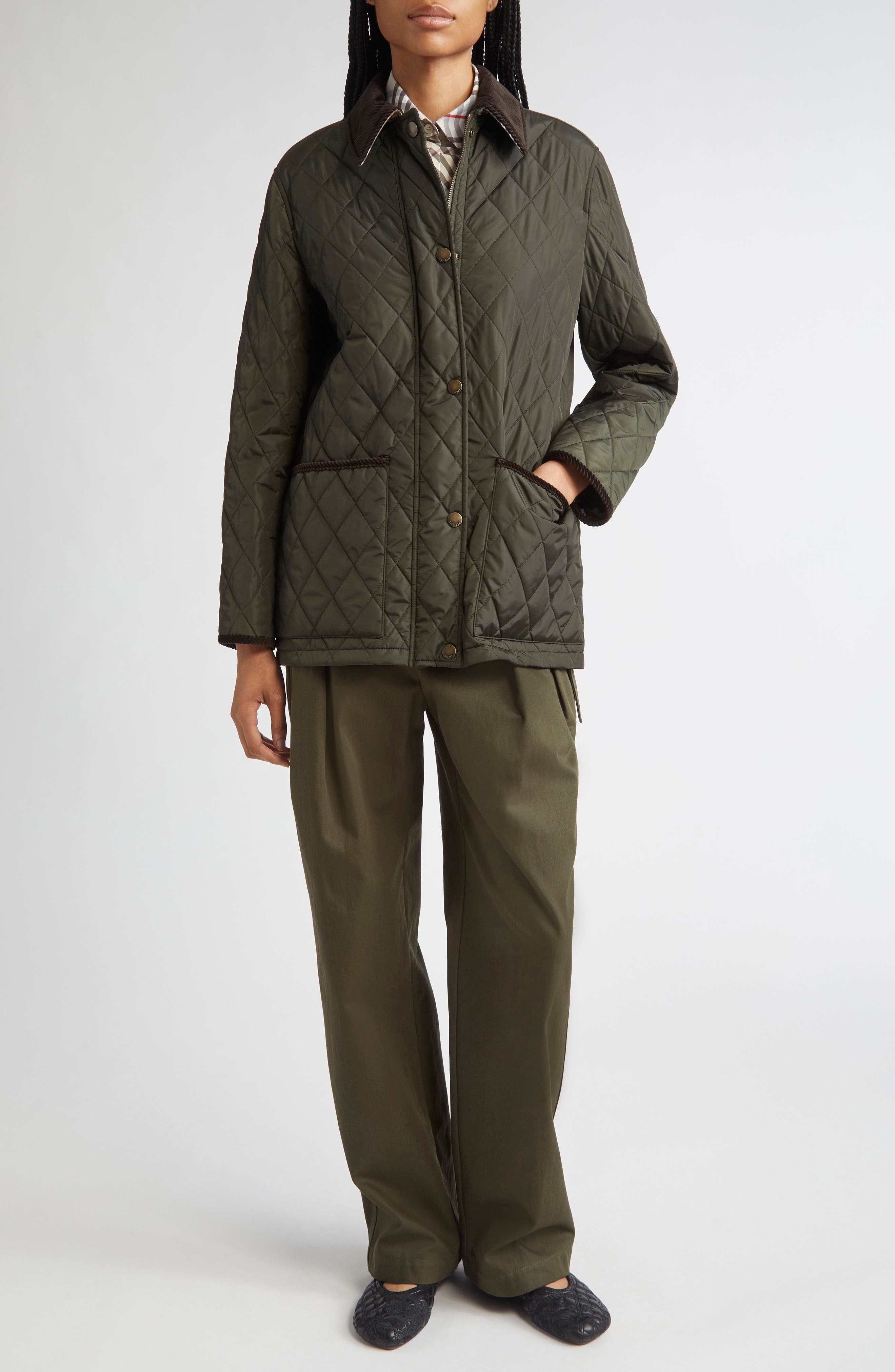 burberry Quilted Nylon Coat in Shale/Brush Ip Check at Nordstrom - 2