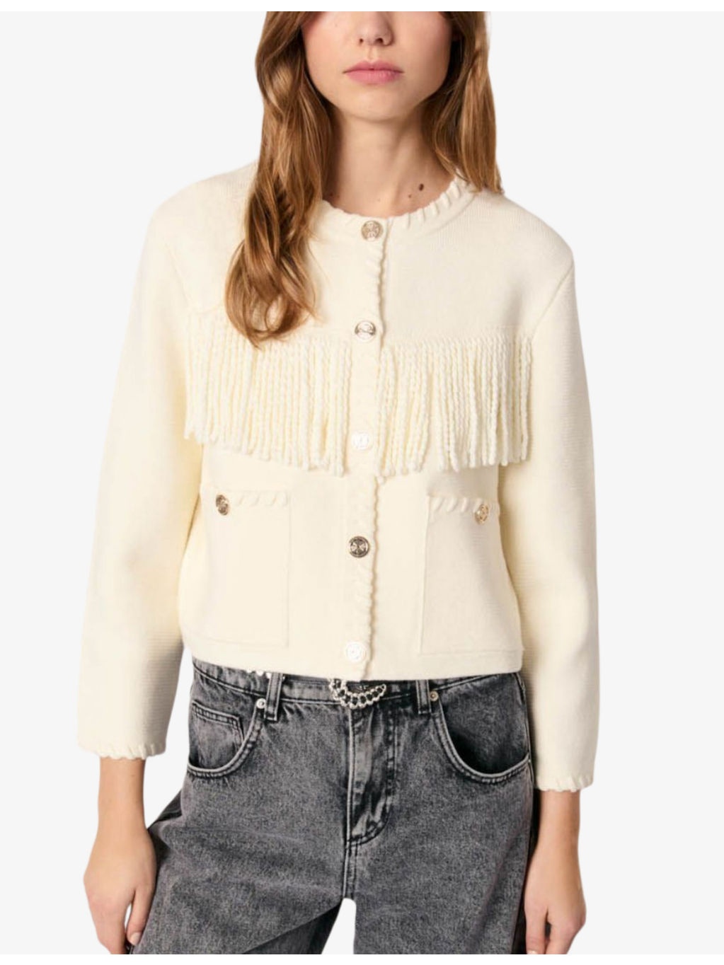 Tassel-embellished long-sleeve cotton-blend cardigan - 3