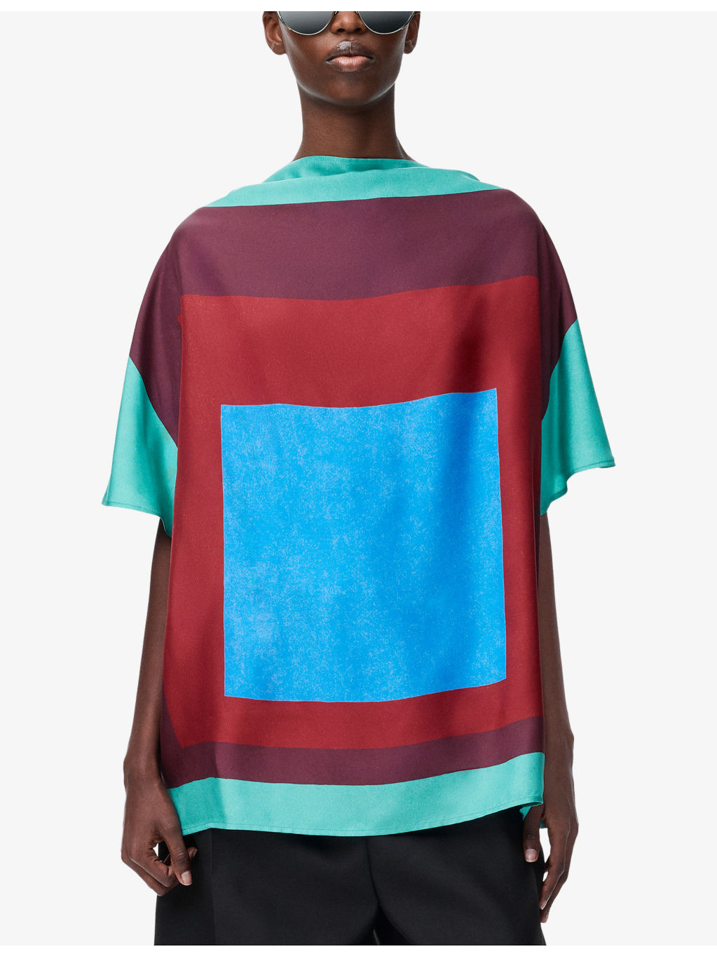 Colour-Block Silk Scarf Top - 3