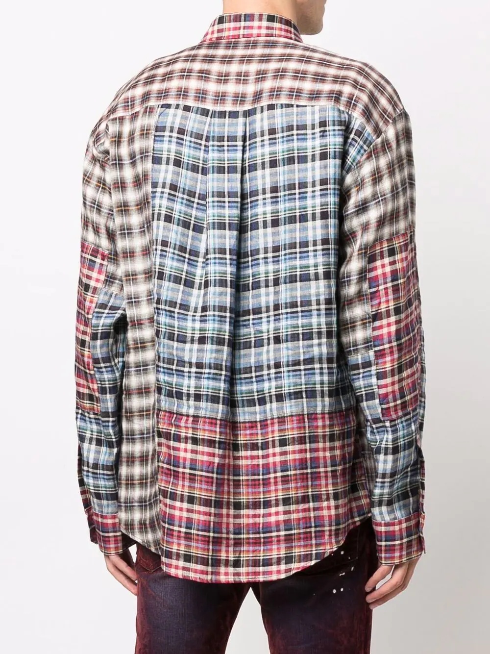 panelled plaid shirt - 4