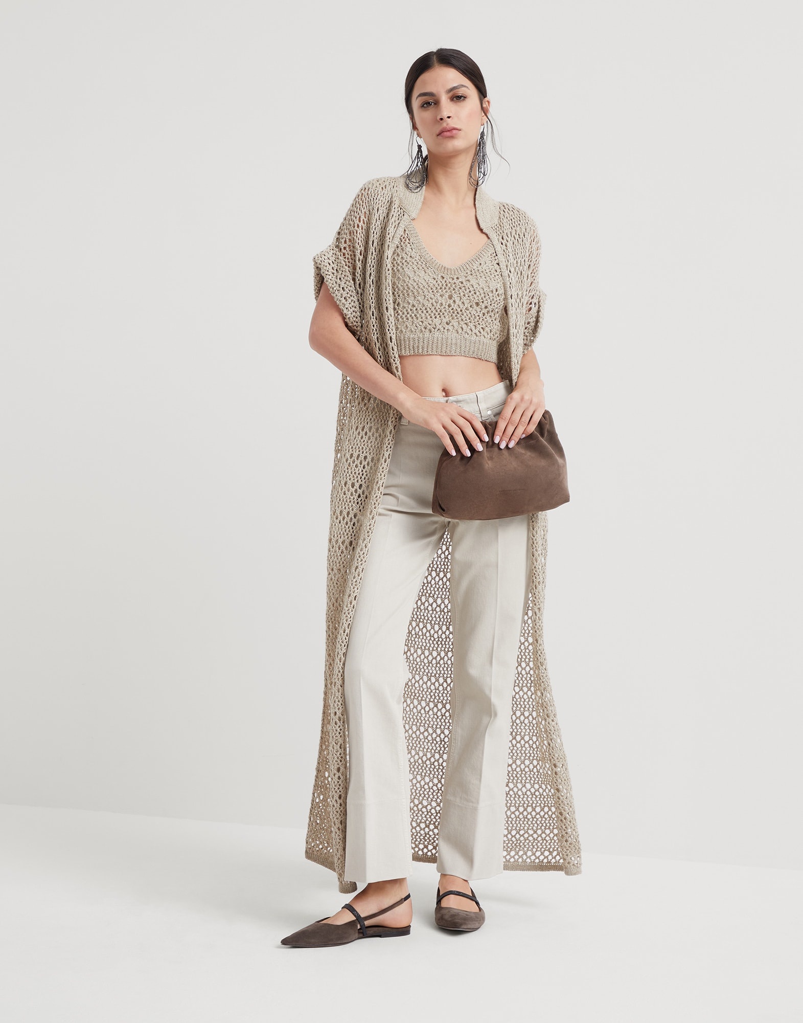 Garment-dyed kick flare trousers in comfort soft denim with shiny tab - 4