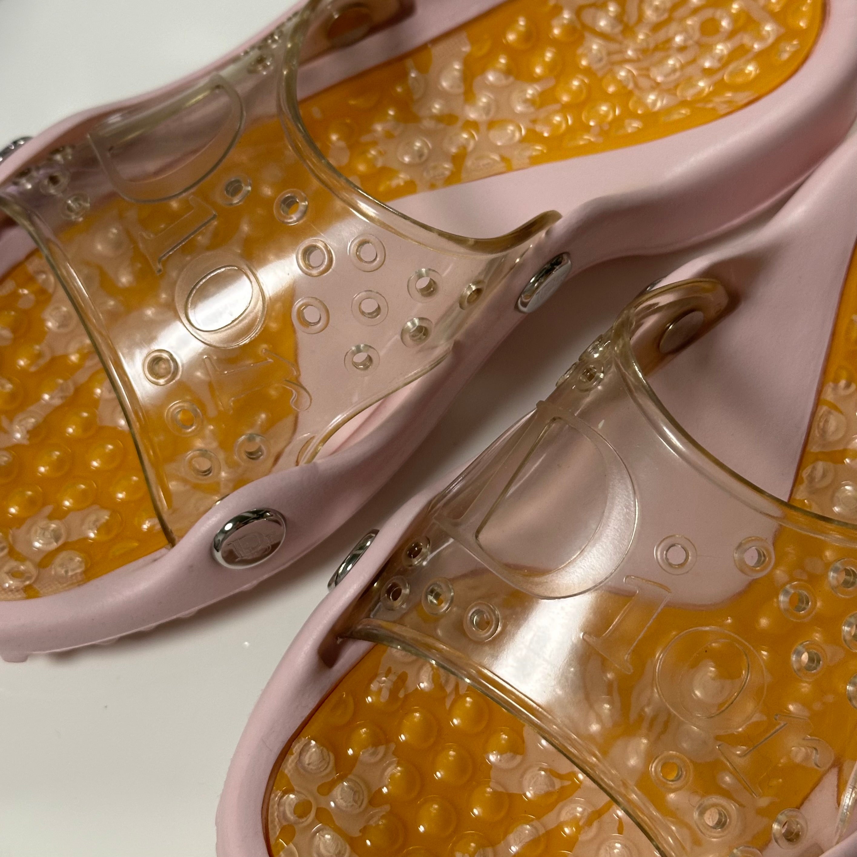 CHRISTIAN DIOR Spring Summer 2004 Surf Chick Floral Print Rubber Slides - 5
