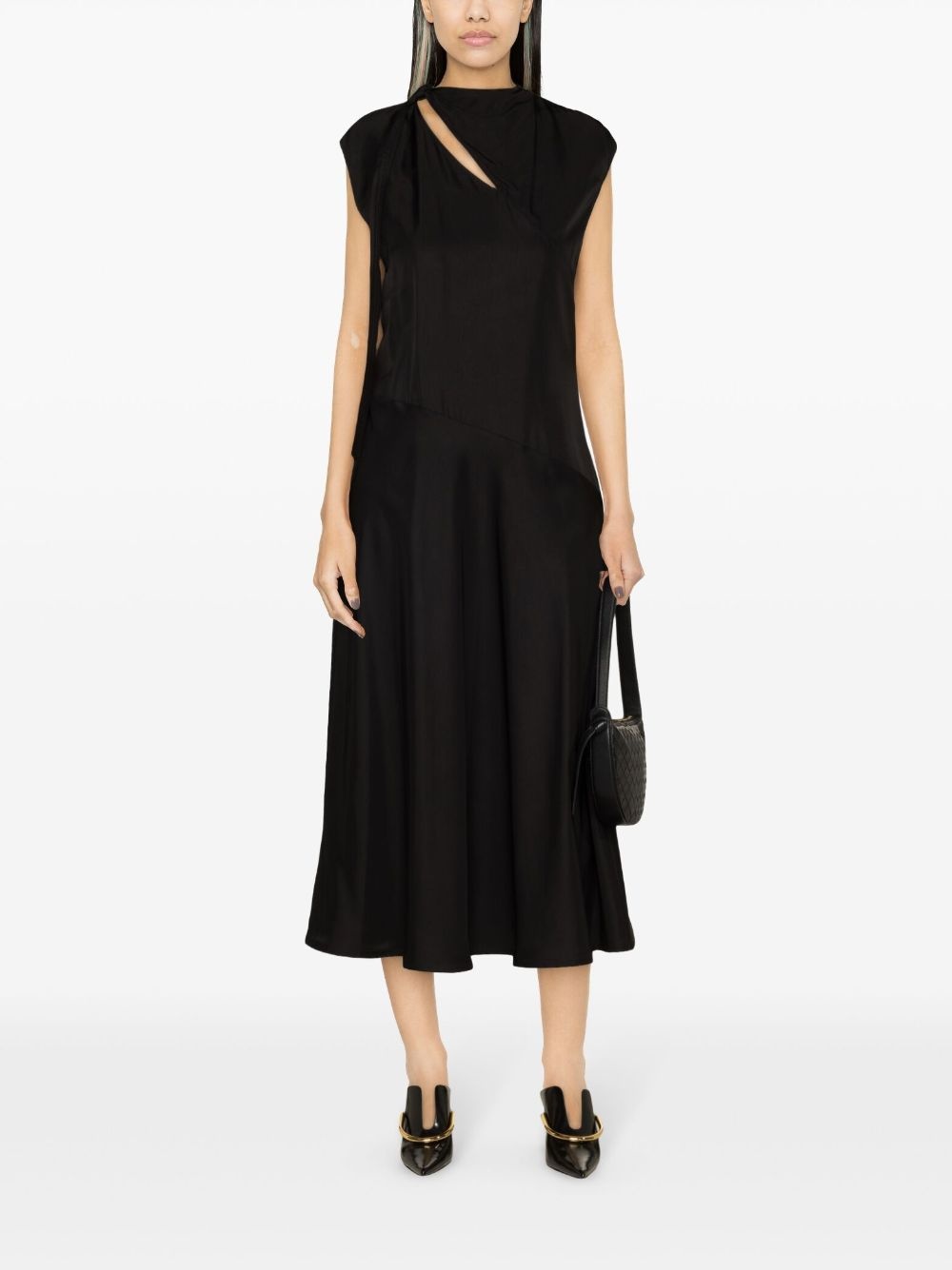 sleeveless panelled satin dress - 2