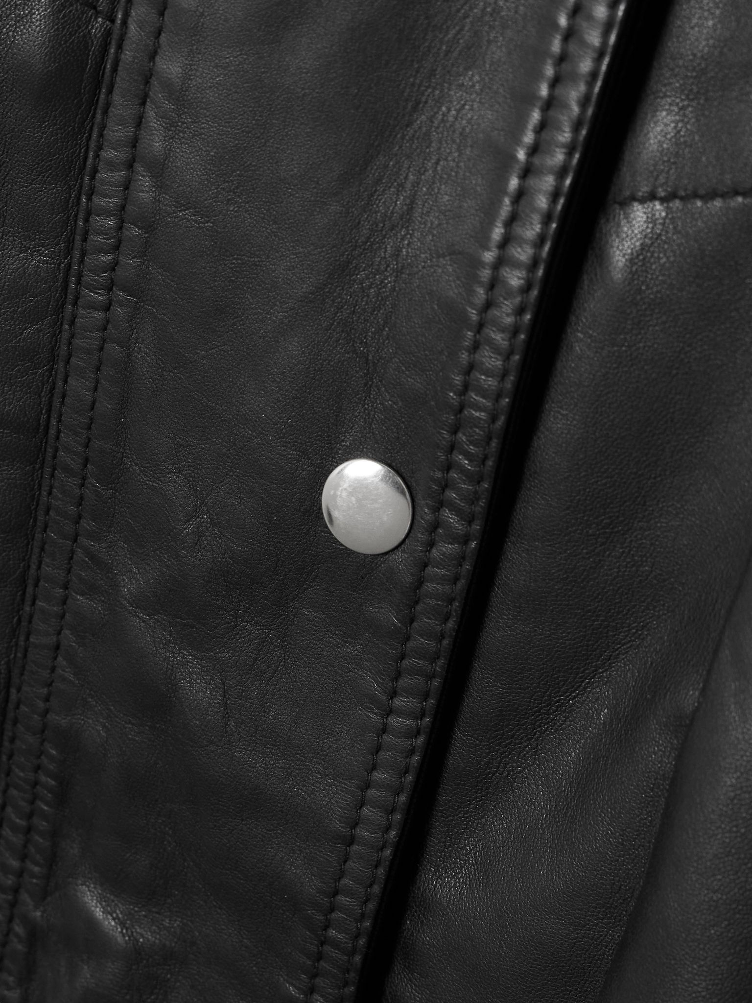 Leather bomber jacket Black - 5
