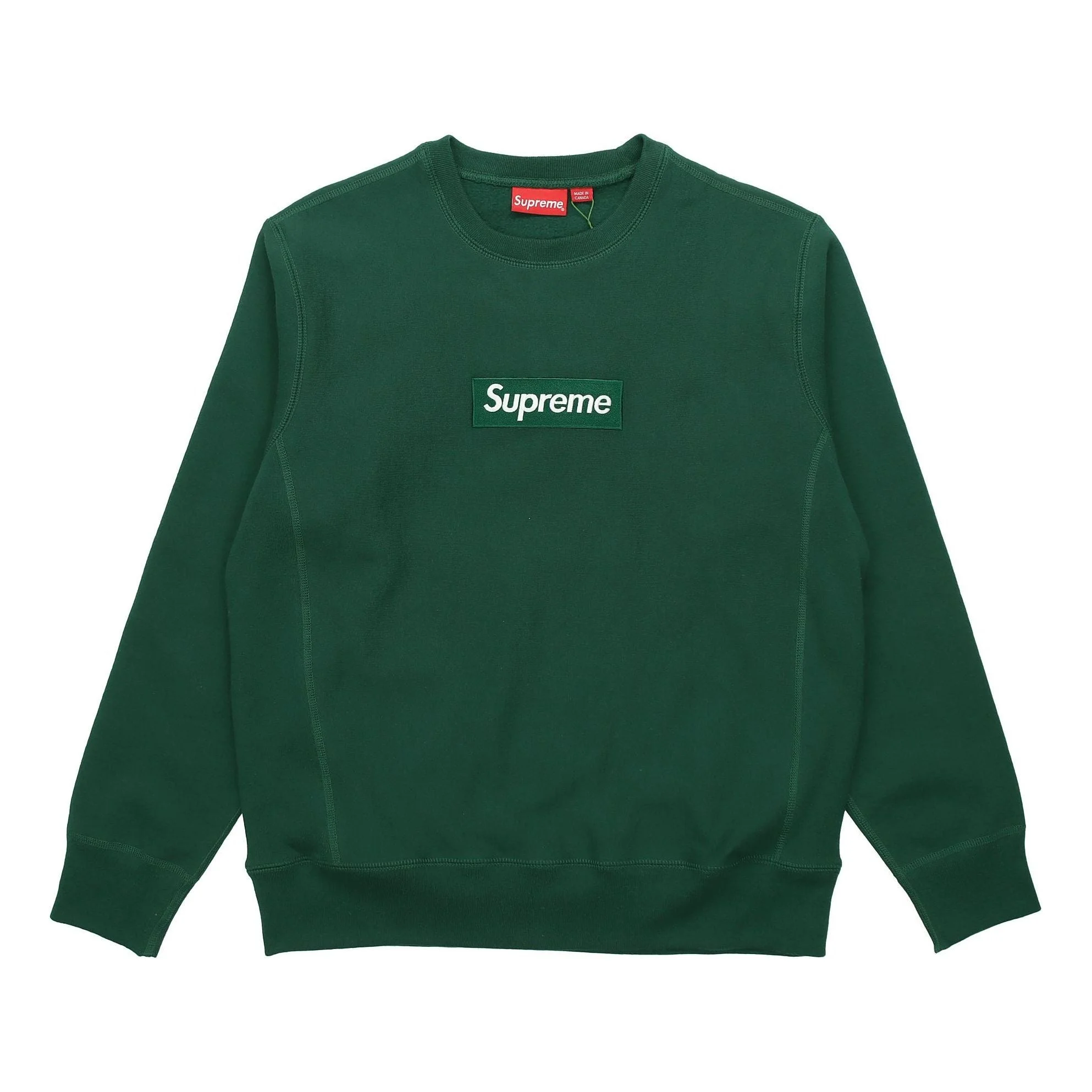 Supreme FW18 Box Logo Crewneck Dark Green Classic Round Neck Pullover Unisex SUP-FW18-1073 - 1