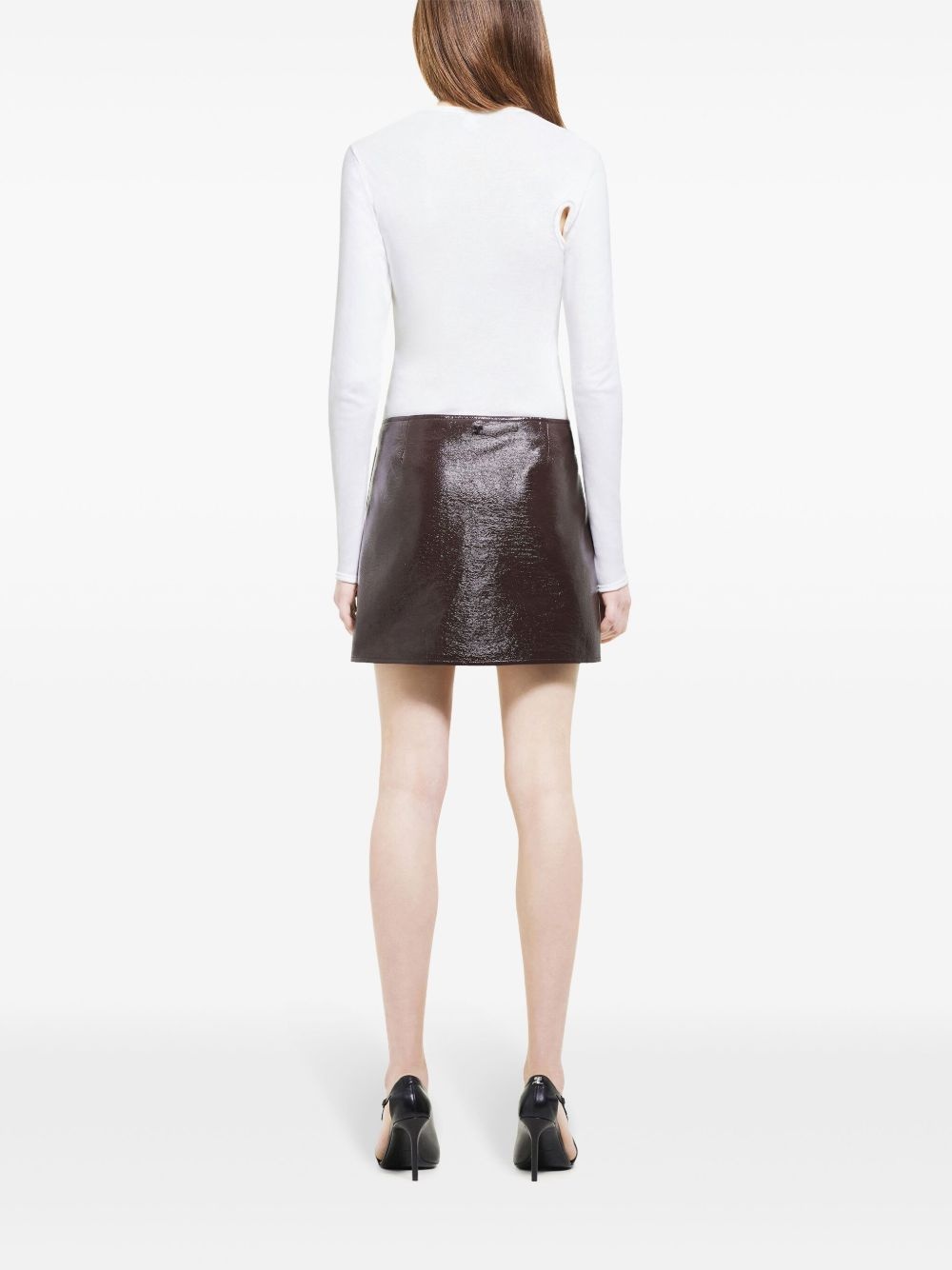 oblique vinyl mini skirt - 3