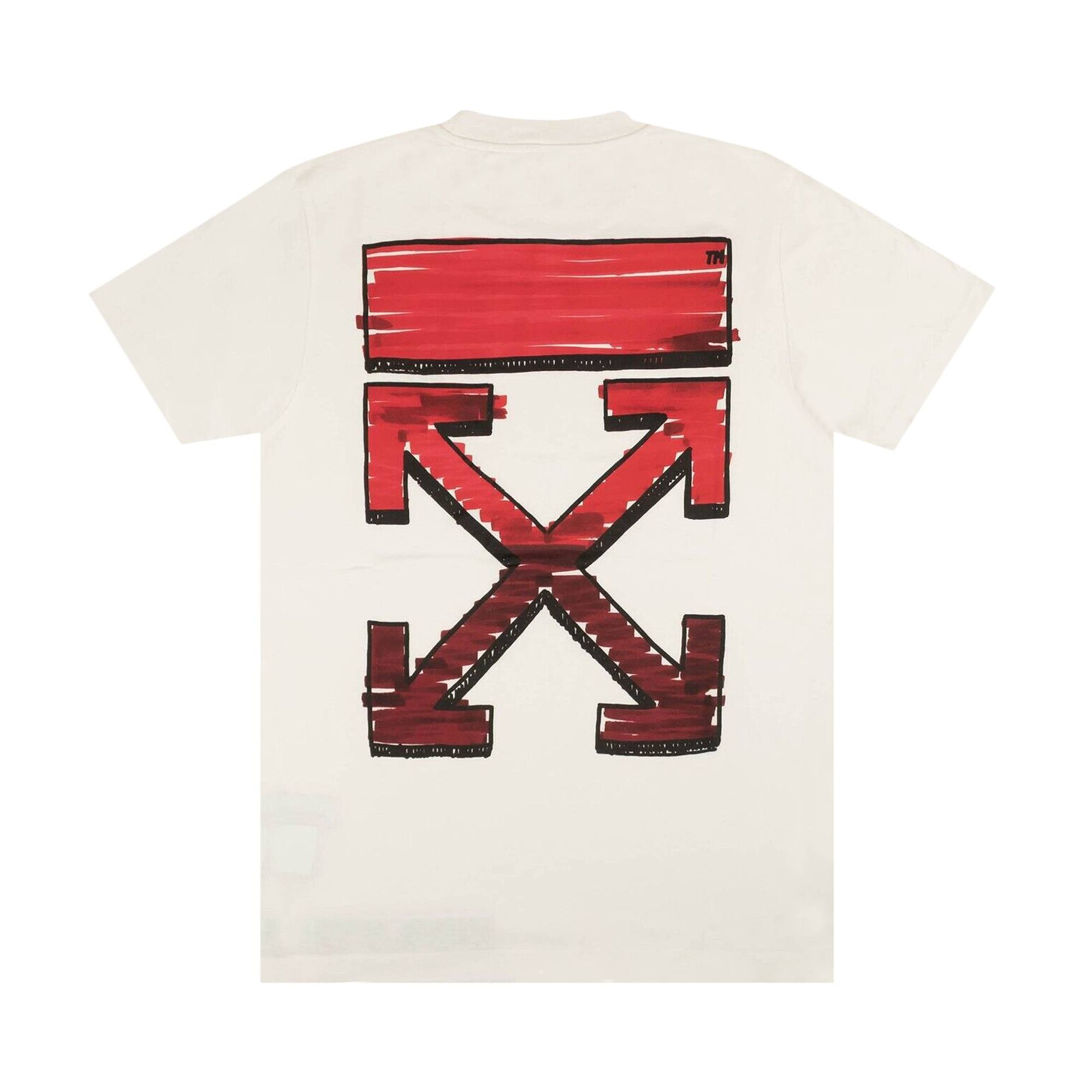 Off-White Marker Slim Tee 'White/Red' - 2