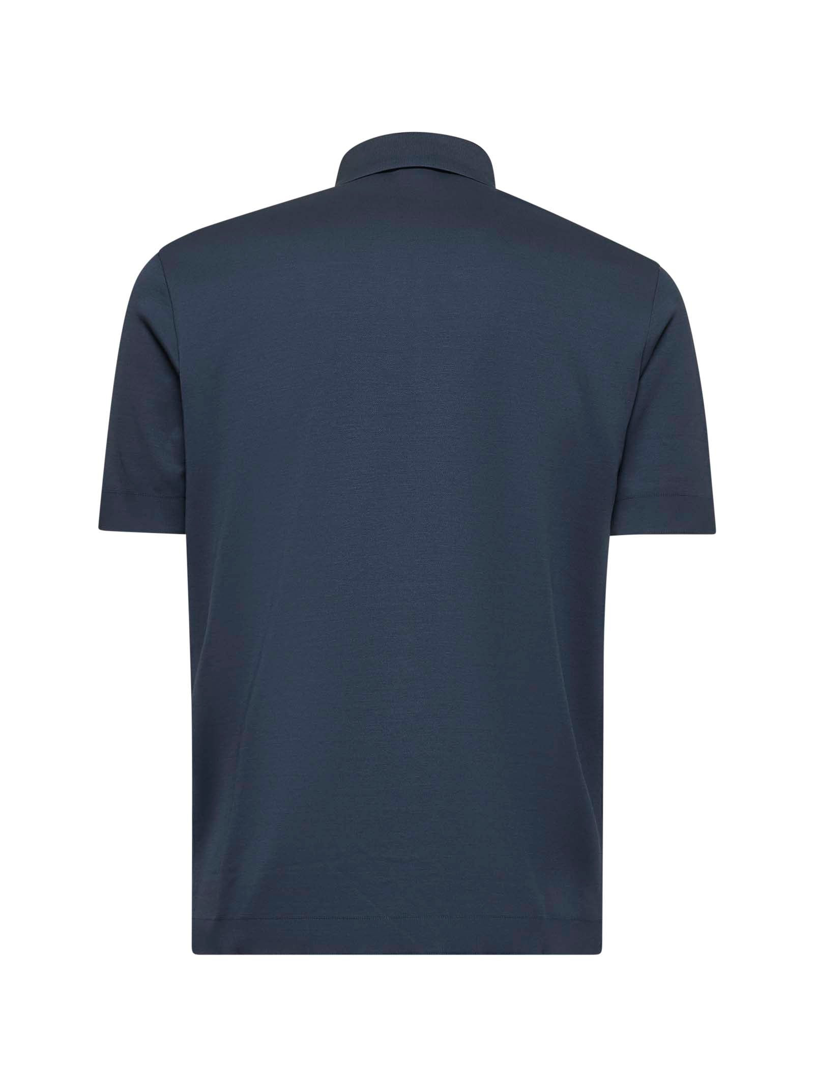 Herno Men Blue Knit Effect Jersey Polo Shirt - 2