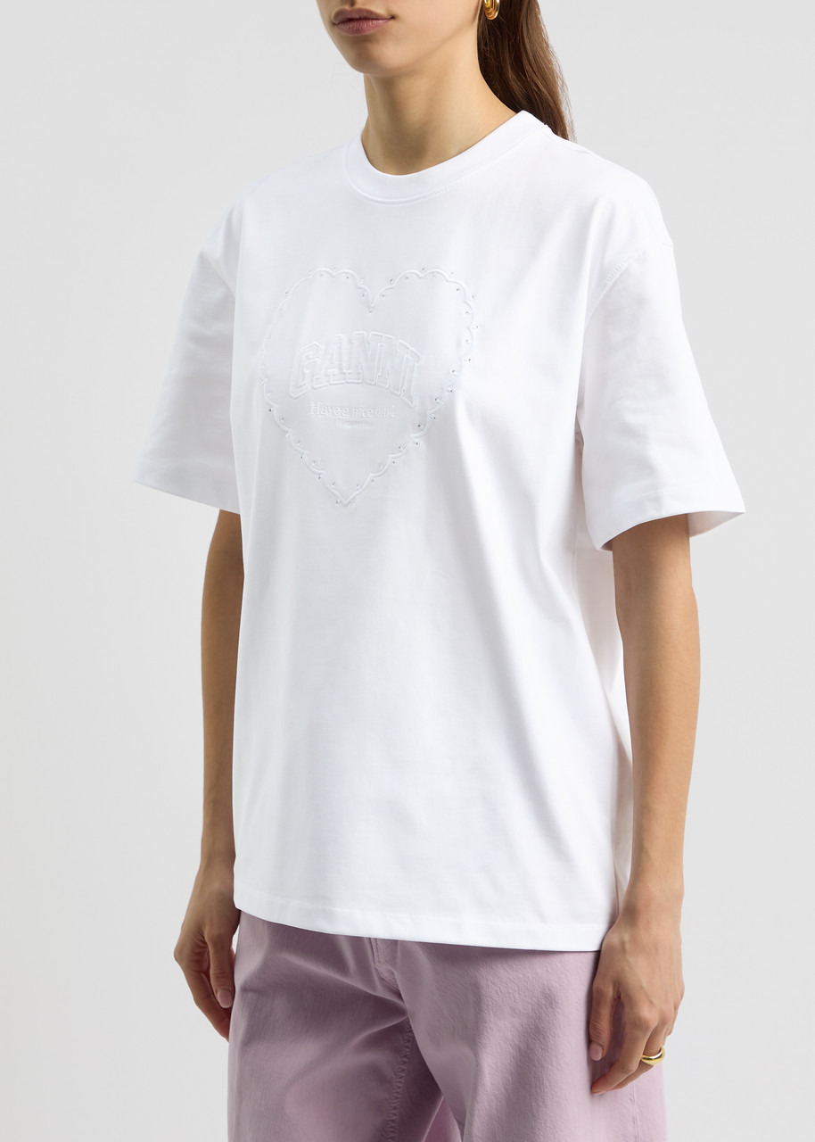 Ganni Logo-embroidered Cotton T-shirt - 2