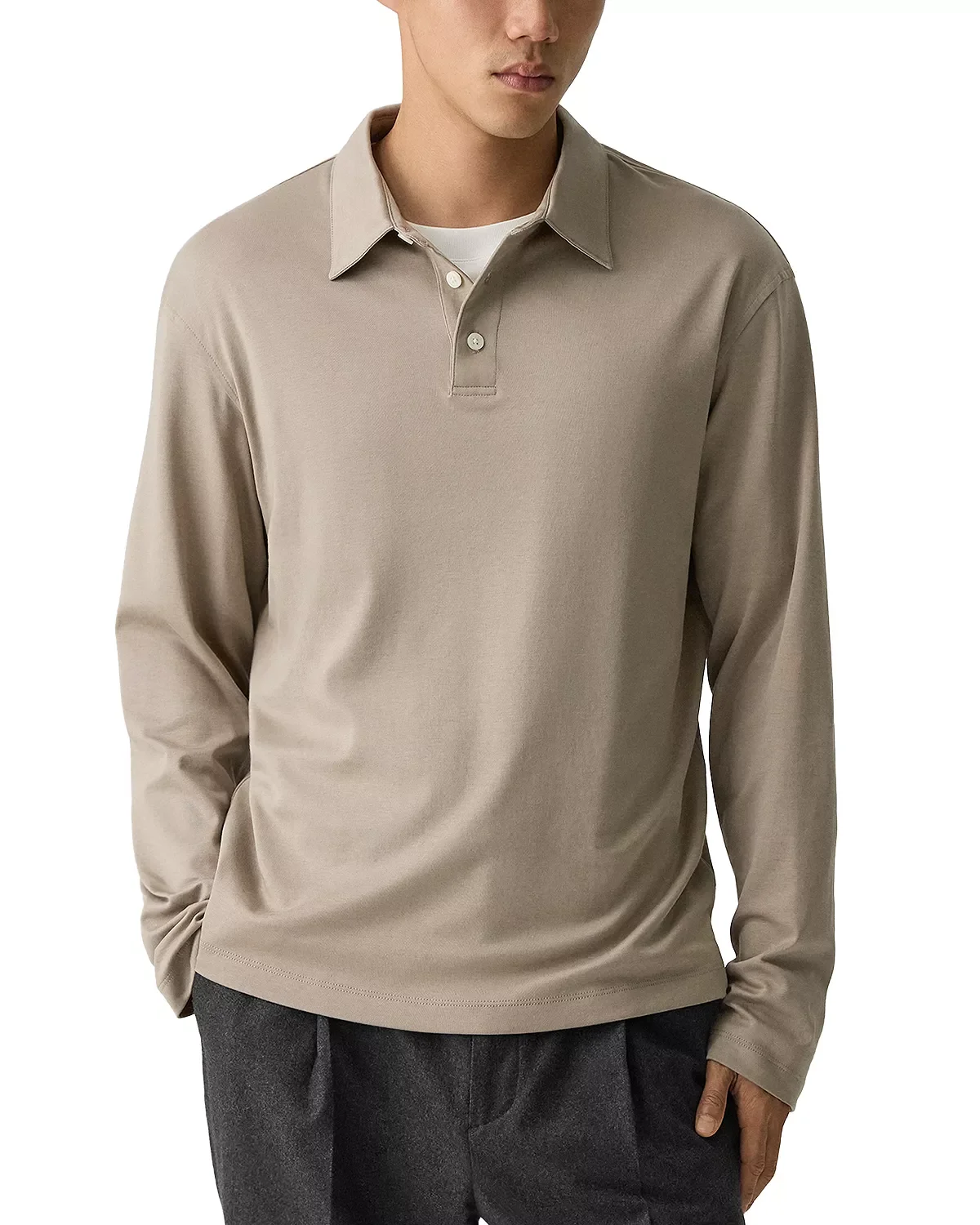 Relaxed Long Sleeve City Interlock Polo Shirt - 1