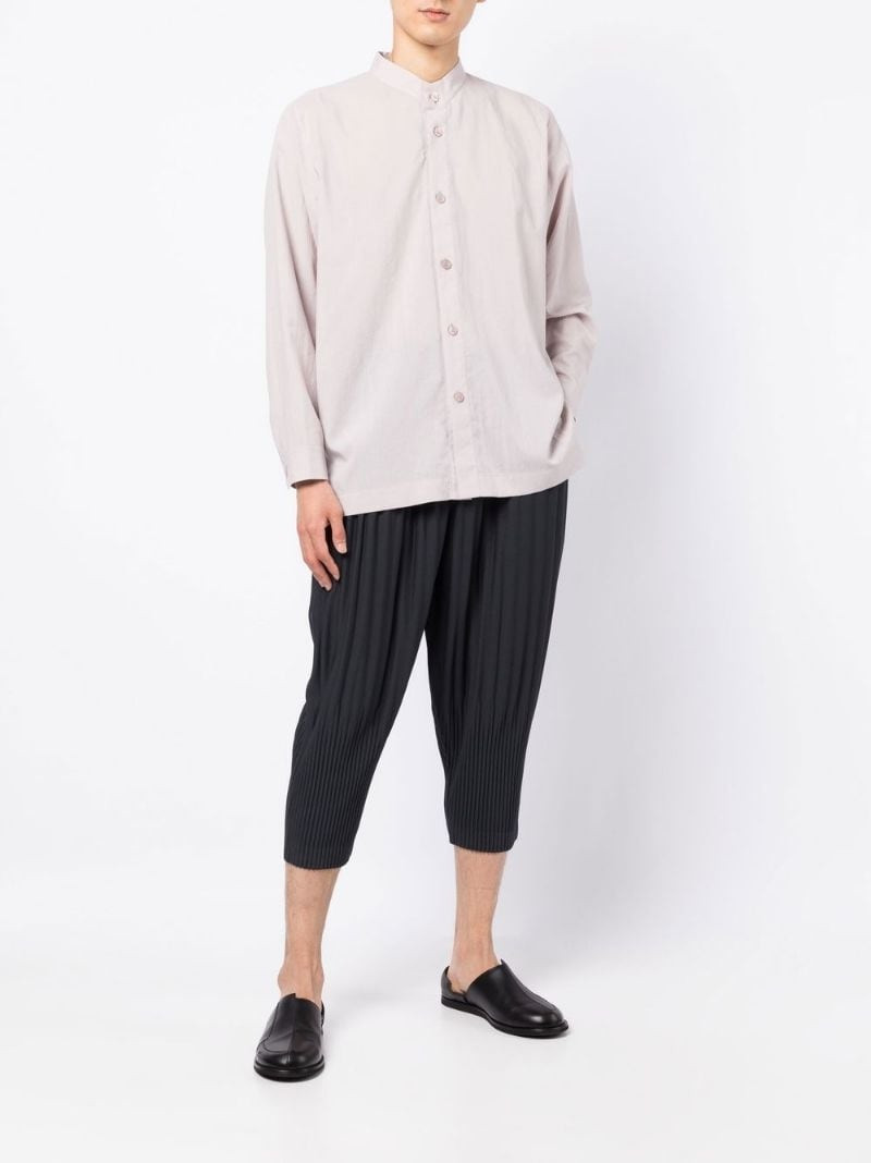 ISSEY MIYAKE Ramie band-collar button-up shirt outlook