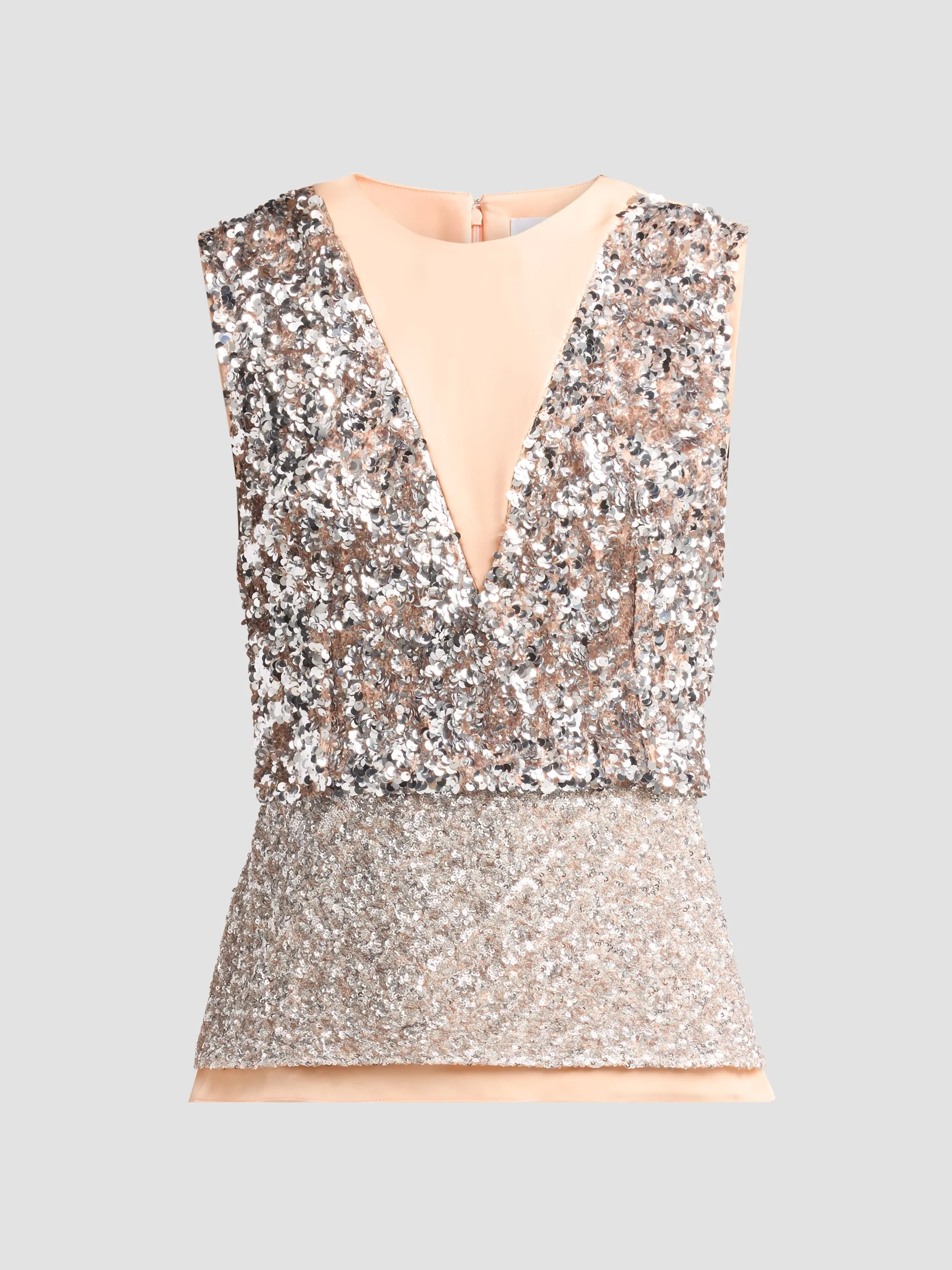 Women's Haut Sequined Peplum Top - Silver Peach - 1