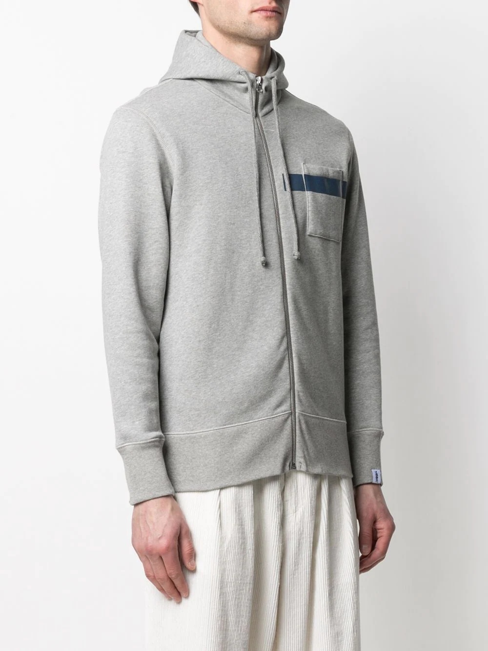 horizontal-stripe zip-up hoodie - 3