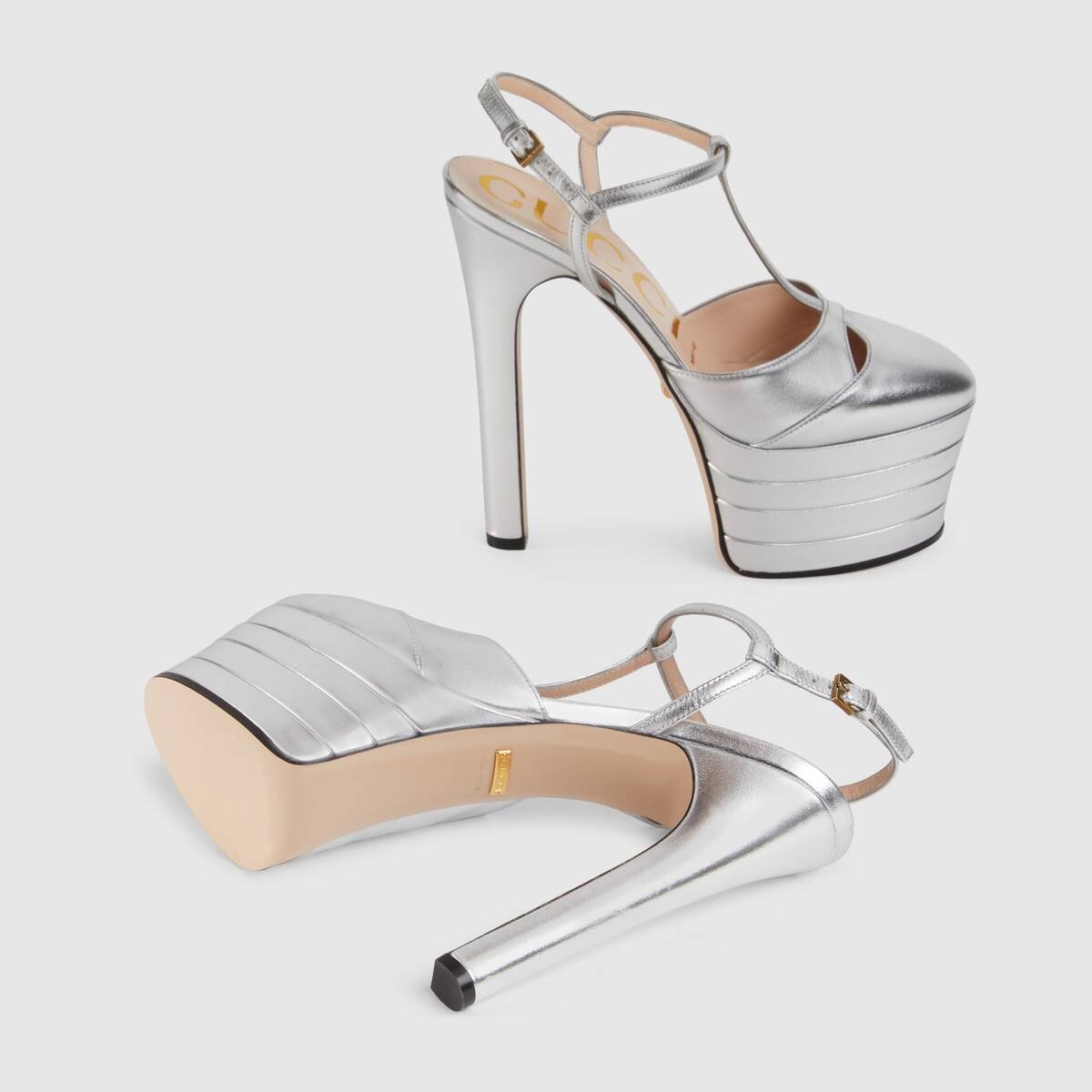 Metallic leather platform pump - 5