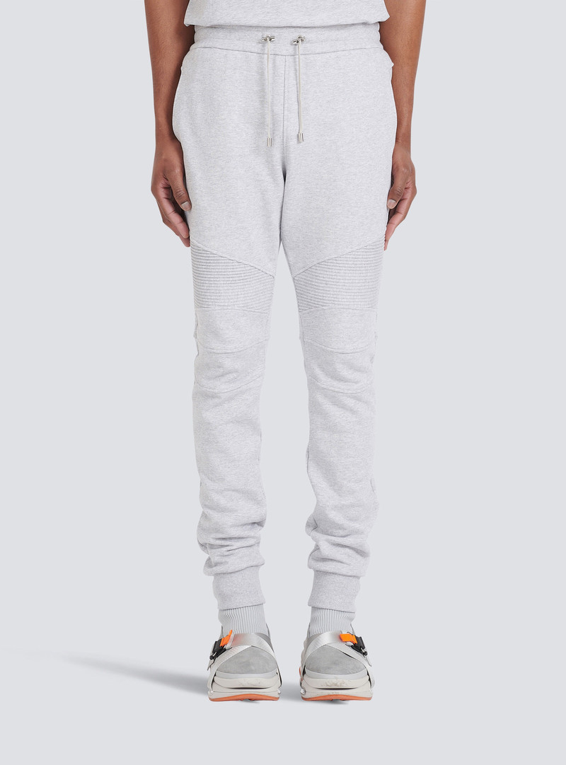 Eco-designed cotton sweatpants with flocked Balmain Paris logo 6