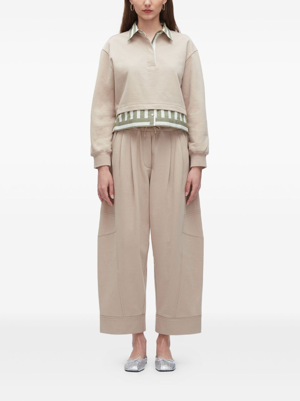 Polo-neck striped-panel top - 2