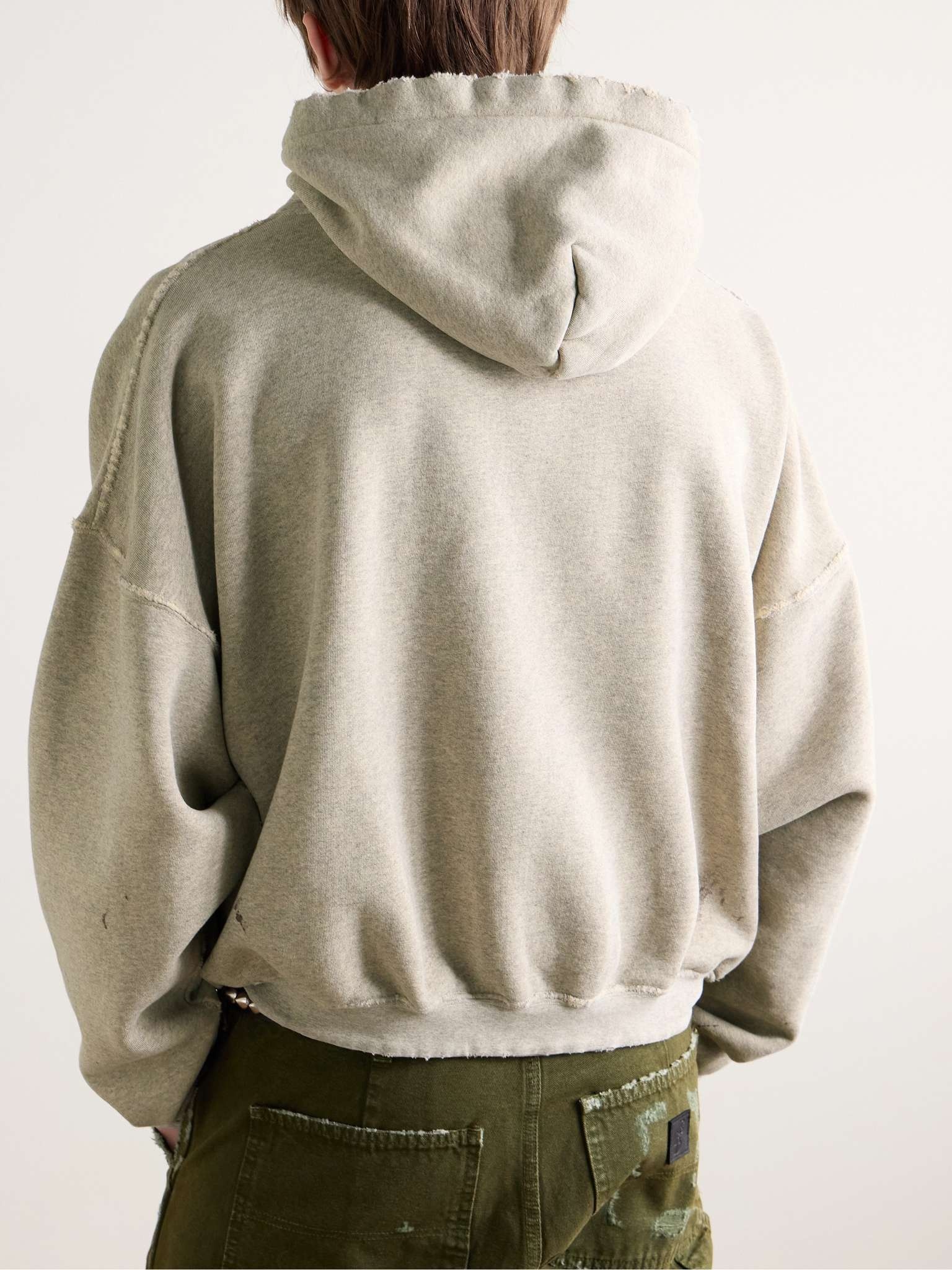 Logo-Print Distressed Cotton-Jersey Hoodie - 3