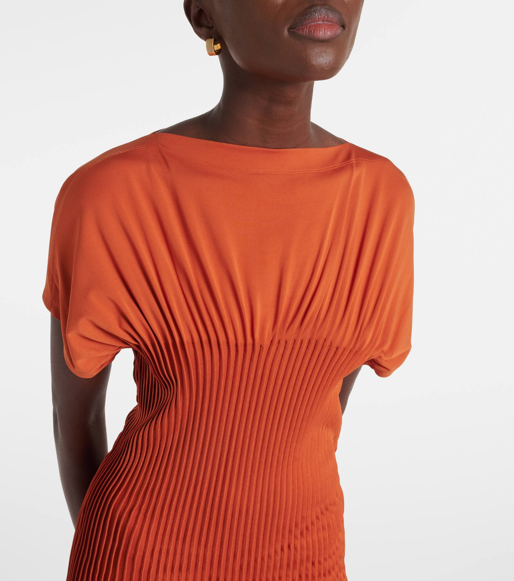 Pleated jersey maxi dress - 4